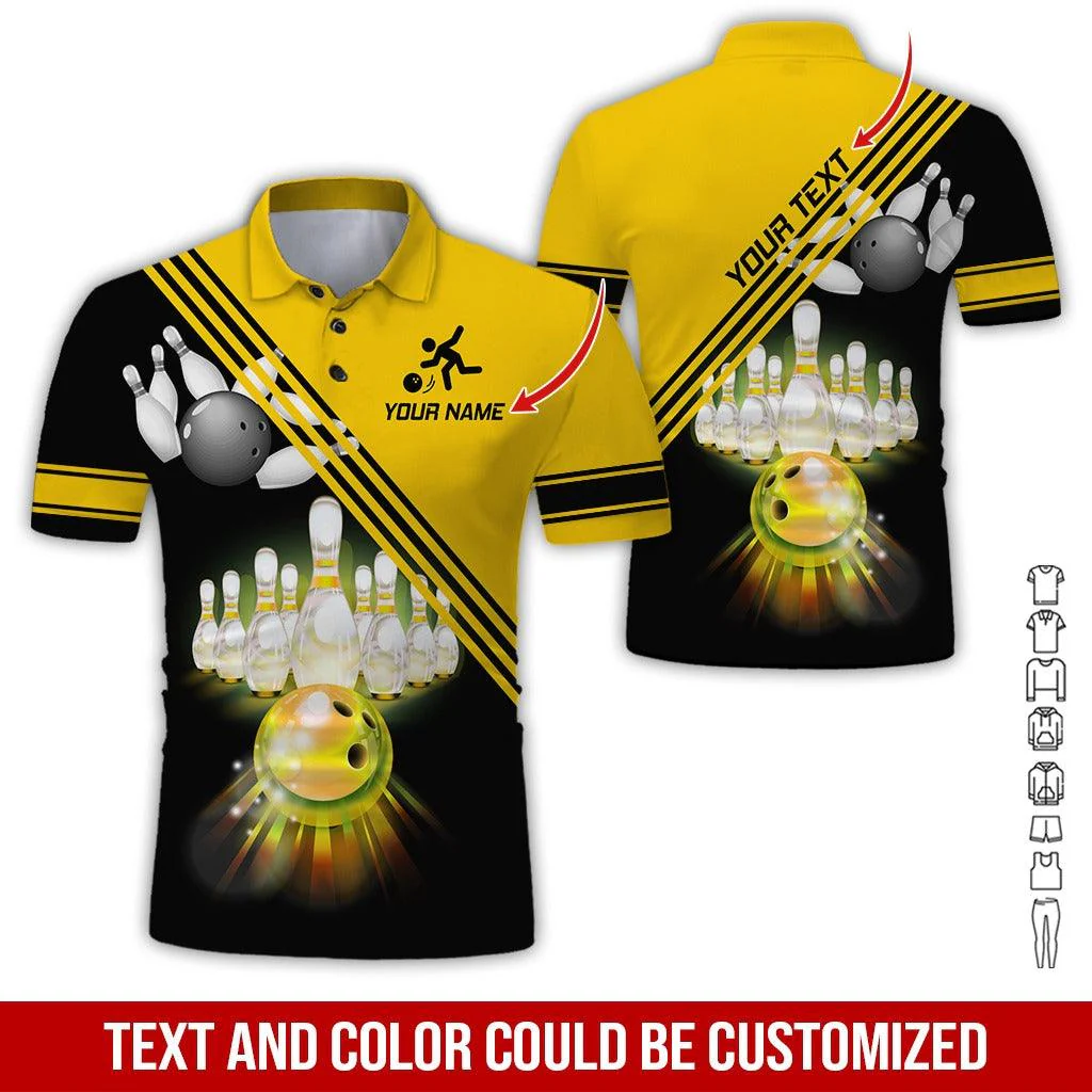 Custom Bowling Men Polo Shirt - Amazing Bowling Ball, Line Pattern Personalized Name Polo Shirt - Perfect Bowling Gift For Men, Bowling Lover