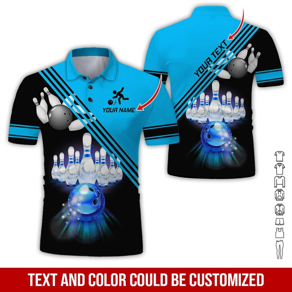 Custom Bowling Men Polo Shirt - Amazing Bowling Ball, Line Pattern Personalized Name Polo Shirt - Perfect Bowling Gift For Men, Bowling Lover - Image 2