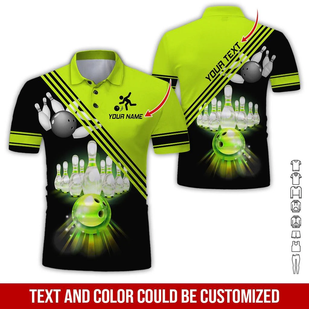 Custom Bowling Men Polo Shirt - Amazing Bowling Ball, Line Pattern Personalized Name Polo Shirt - Perfect Bowling Gift For Men, Bowling Lover - Image 4