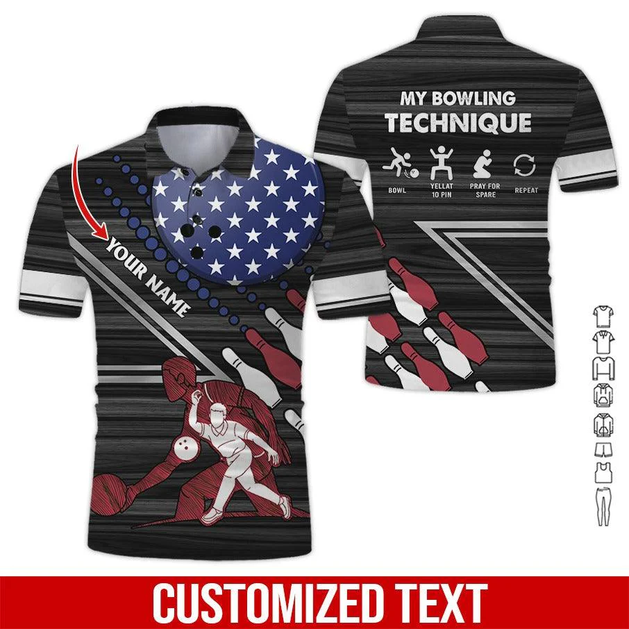 Custom Bowling Men Polo Shirt - Amazing Bowling Ball, My Bowling Technique Personalized Name Polo Shirt - Perfect Bowling Gift For Men, Bowling Lover