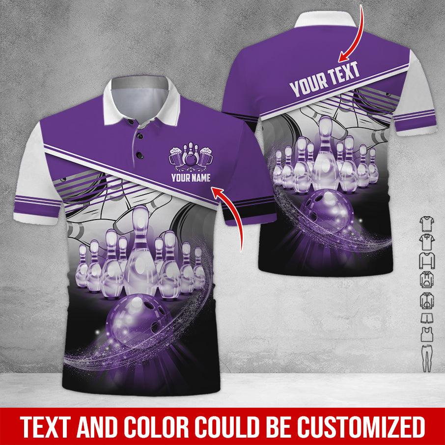 Custom Bowling Men Polo Shirt - Amazing Bowling Ball Pattern And Beer Personalized Name Polo Shirt - Perfect Bowling Gift For Men, Bowling Lover - Image 4