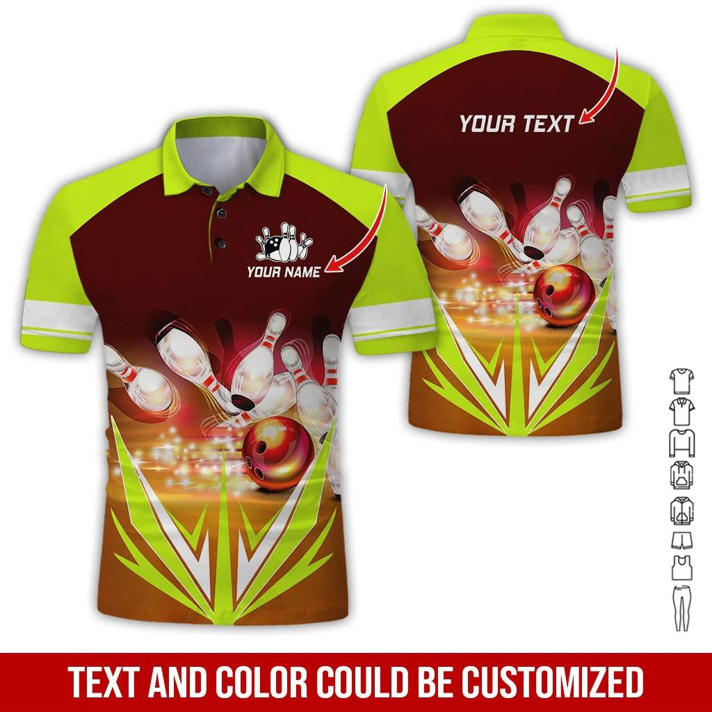 Custom Bowling Men Polo Shirt - Colorful Bowling Ball Personalized Name Polo Shirt - Perfect Bowling Gift For Men, Bowling Lover - Image 6