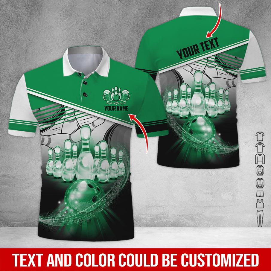 Custom Bowling Men Polo Shirt - Cool Bowling Ball Pattern And Beer Personalized Name Polo Shirt - Perfect Bowling Gift For Men, Bowling Lover - Image 3