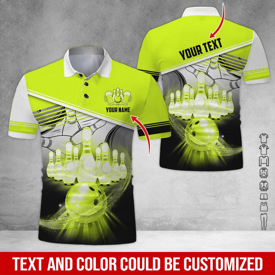 Custom Bowling Men Polo Shirt - Cool Bowling Ball Pattern And Beer Personalized Name Polo Shirt - Perfect Bowling Gift For Men, Bowling Lover - Image 4