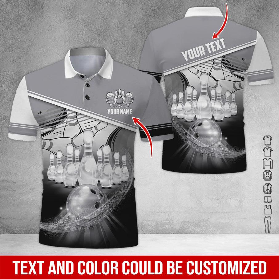 Custom Bowling Men Polo Shirt - Cool Bowling Ball Pattern And Beer Personalized Name Polo Shirt - Perfect Bowling Gift For Men, Bowling Lover - Image 5