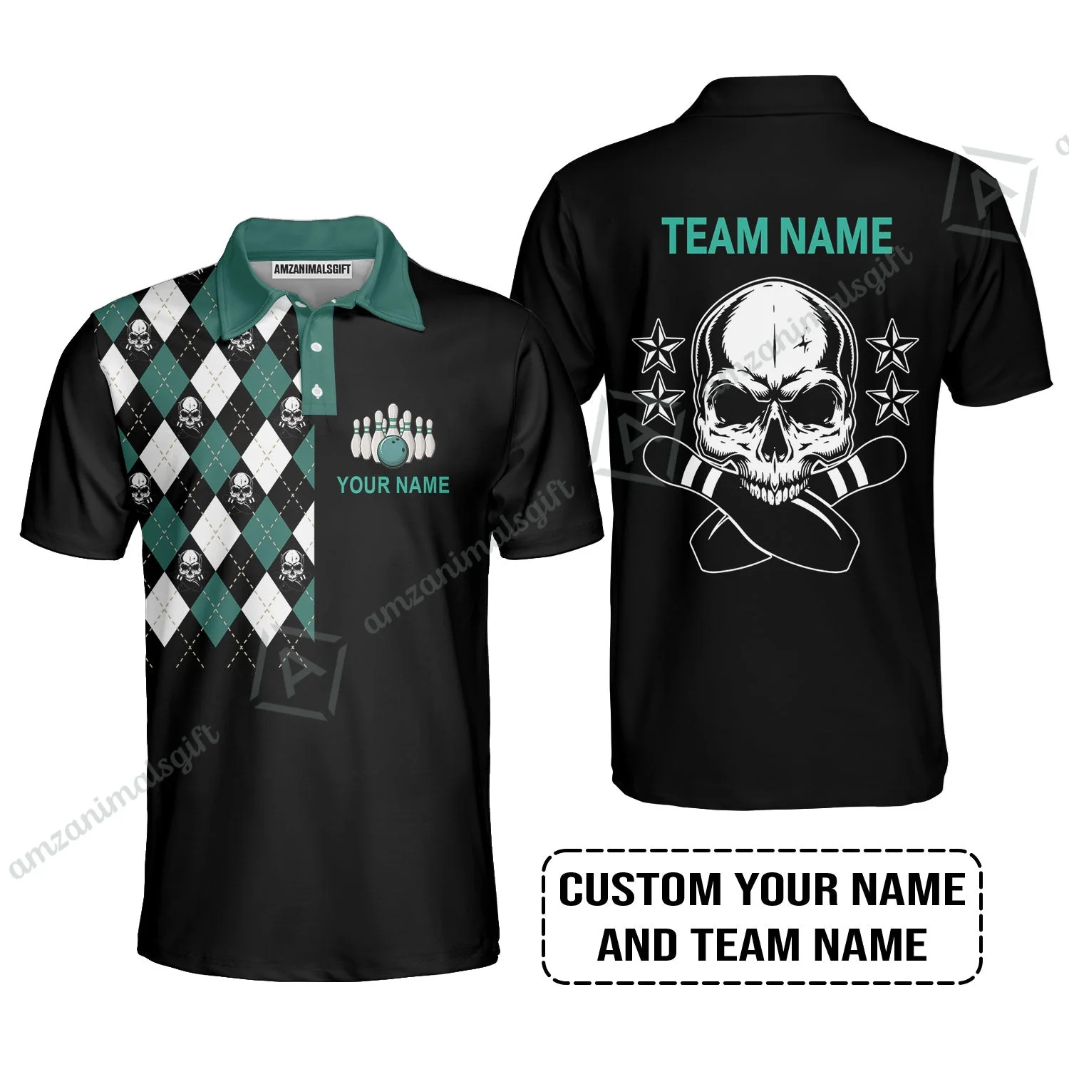 Custom Bowling Sweatshirt - Custom Name Skull Black Bowling Personalized Sweatshirt - Image 6