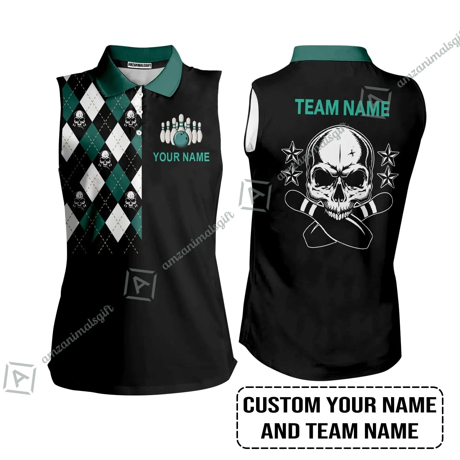 Custom Bowling Sweatshirt - Custom Name Skull Black Bowling Personalized Sweatshirt - Image 8