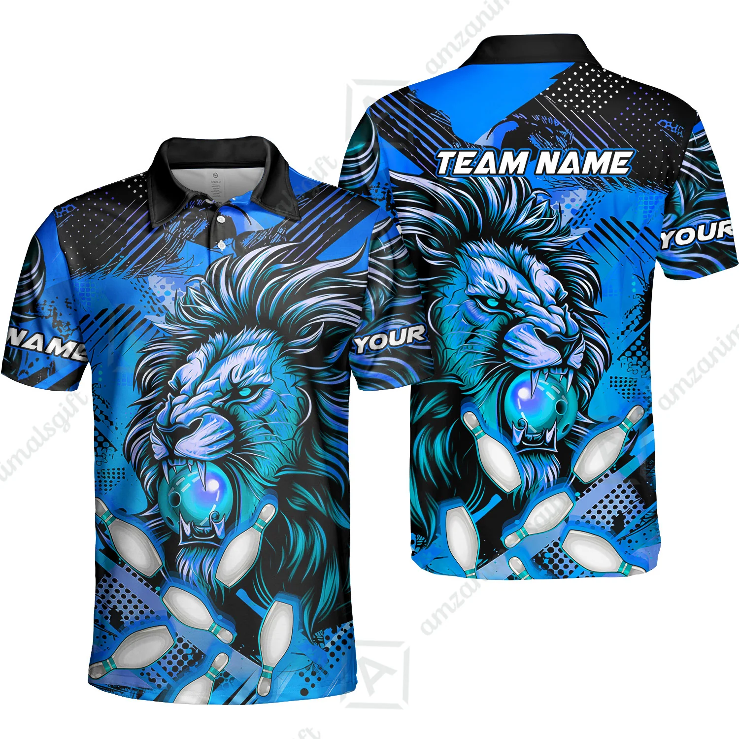 Custom Bowling Team Jerseys Shirts, Bowling uniforms Ball & Pins Lion Pattern Personalized Name And Team Name - Image 23