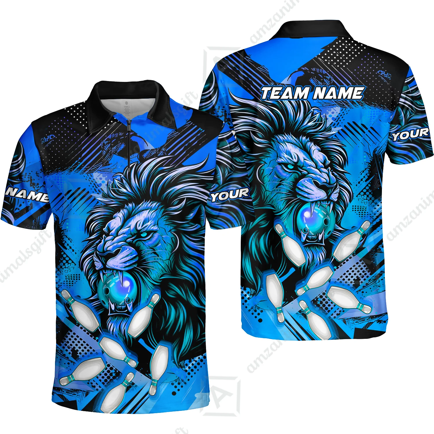 Custom Bowling Team Jerseys Shirts, Bowling uniforms Ball & Pins Lion Pattern Personalized Name And Team Name - Image 28