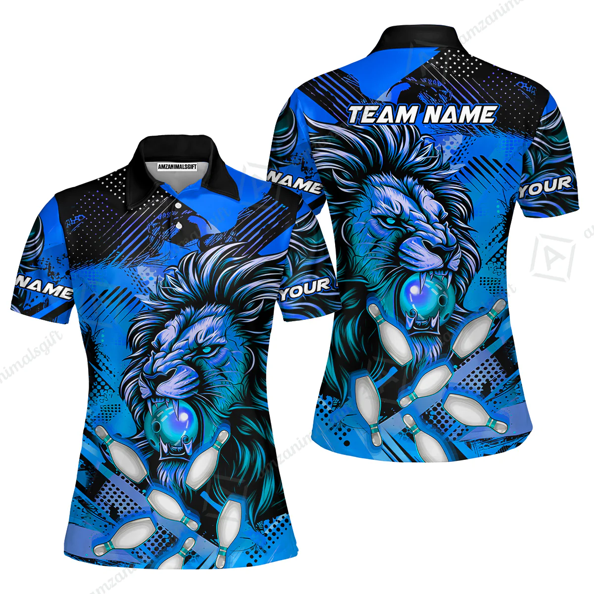 Custom Bowling Team Jerseys Shirts, Bowling uniforms Ball & Pins Lion Pattern Personalized Name And Team Name - Image 32