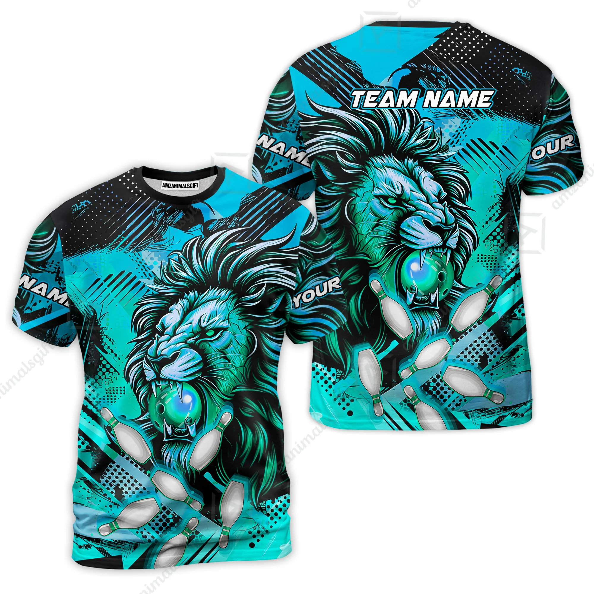 Custom Bowling Team Jerseys Shirts, Bowling uniforms Ball & Pins Lion Pattern Personalized Name And Team Name - Image 37