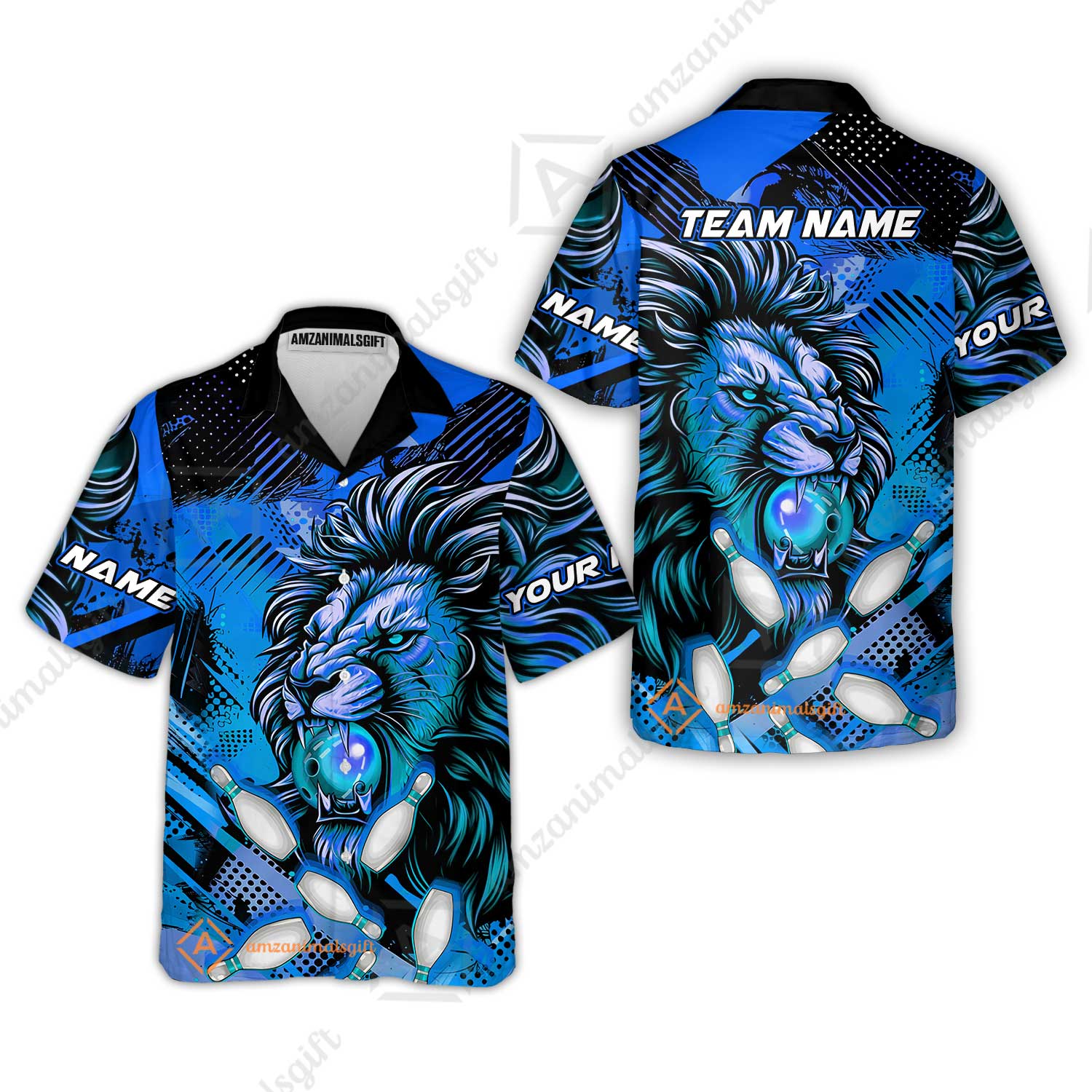 Custom Bowling Team Jerseys Shirts, Bowling uniforms Ball & Pins Lion Pattern Personalized Name And Team Name - Image 40