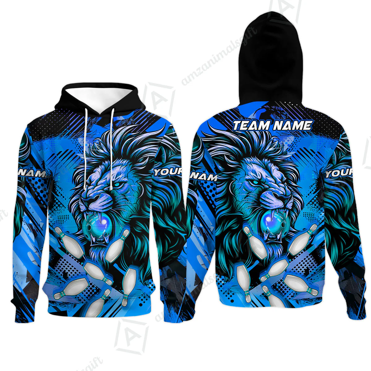 Custom Bowling Team Jerseys Shirts, Bowling uniforms Ball & Pins Lion Pattern Personalized Name And Team Name - Image 56