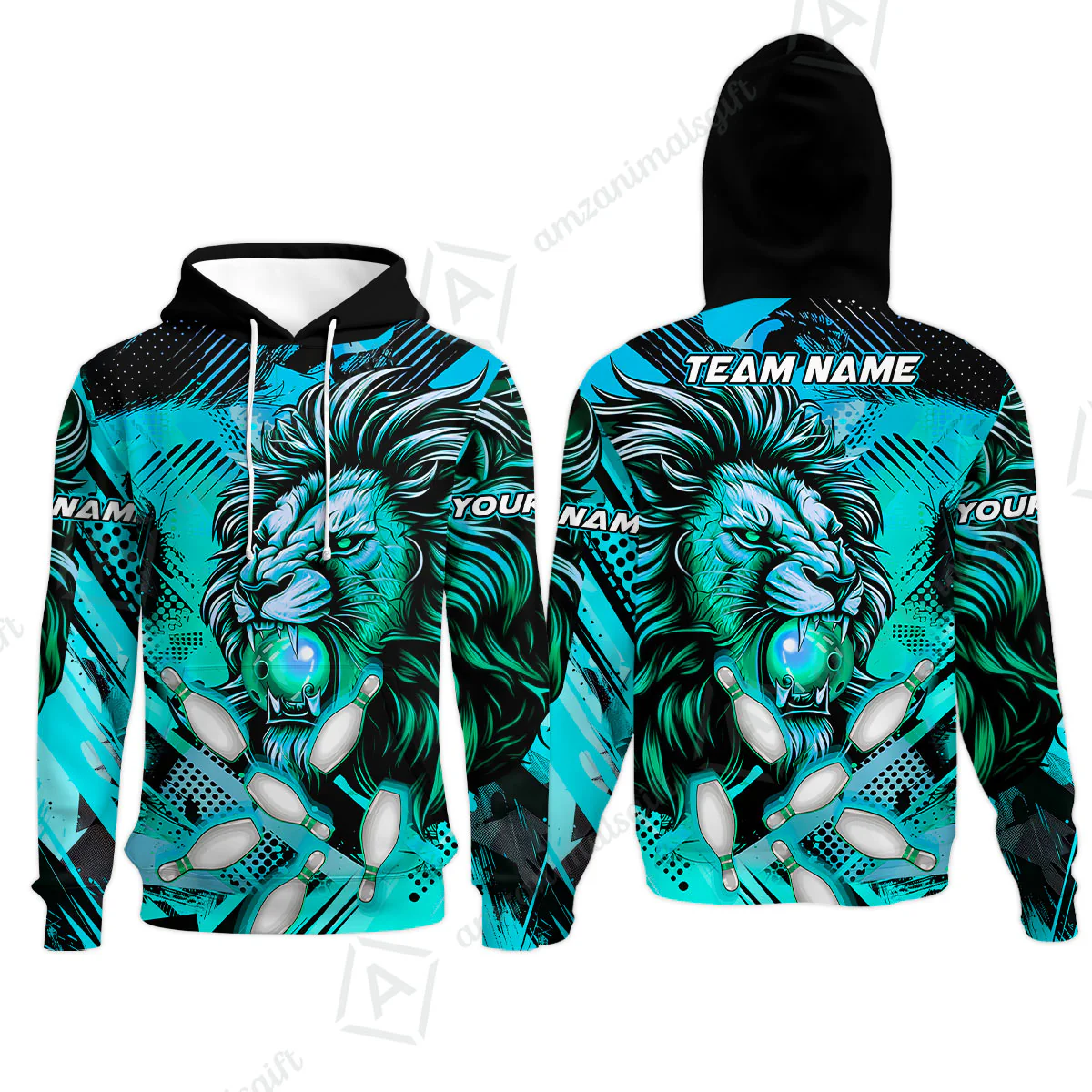 Custom Bowling Team Jerseys Shirts, Bowling uniforms Ball & Pins Lion Pattern Personalized Name And Team Name - Image 57