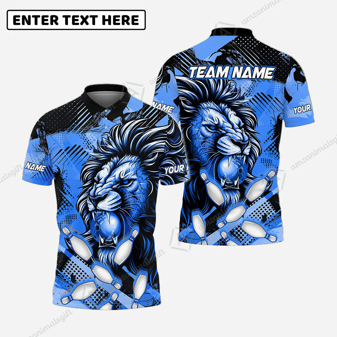 Custom Bowling Team Jerseys Shirts, Bowling uniforms Ball & Pins Lion Pattern Personalized Name And Team Name - Image 6