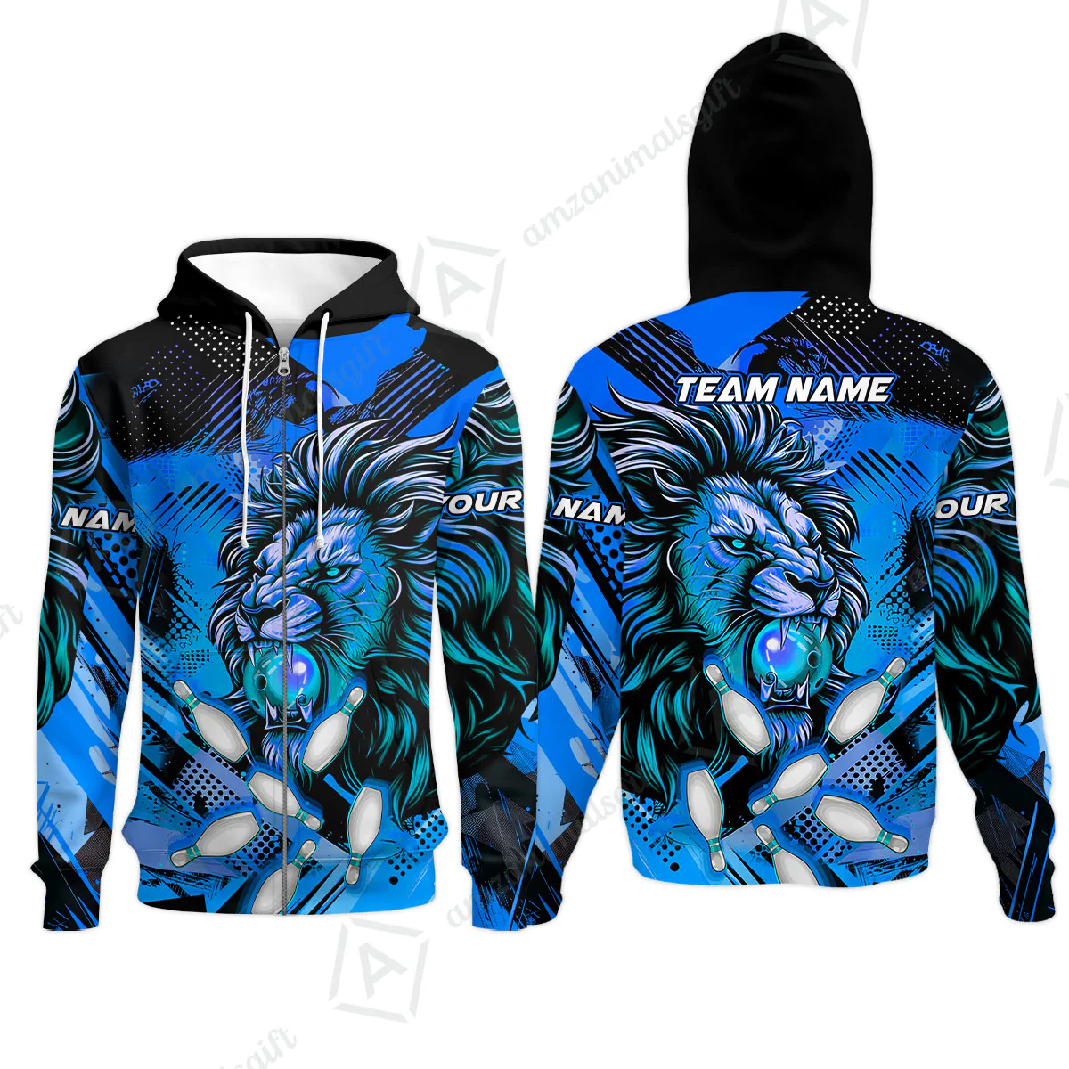 Custom Bowling Team Jerseys Shirts, Bowling uniforms Ball & Pins Lion Pattern Personalized Name And Team Name - Image 60