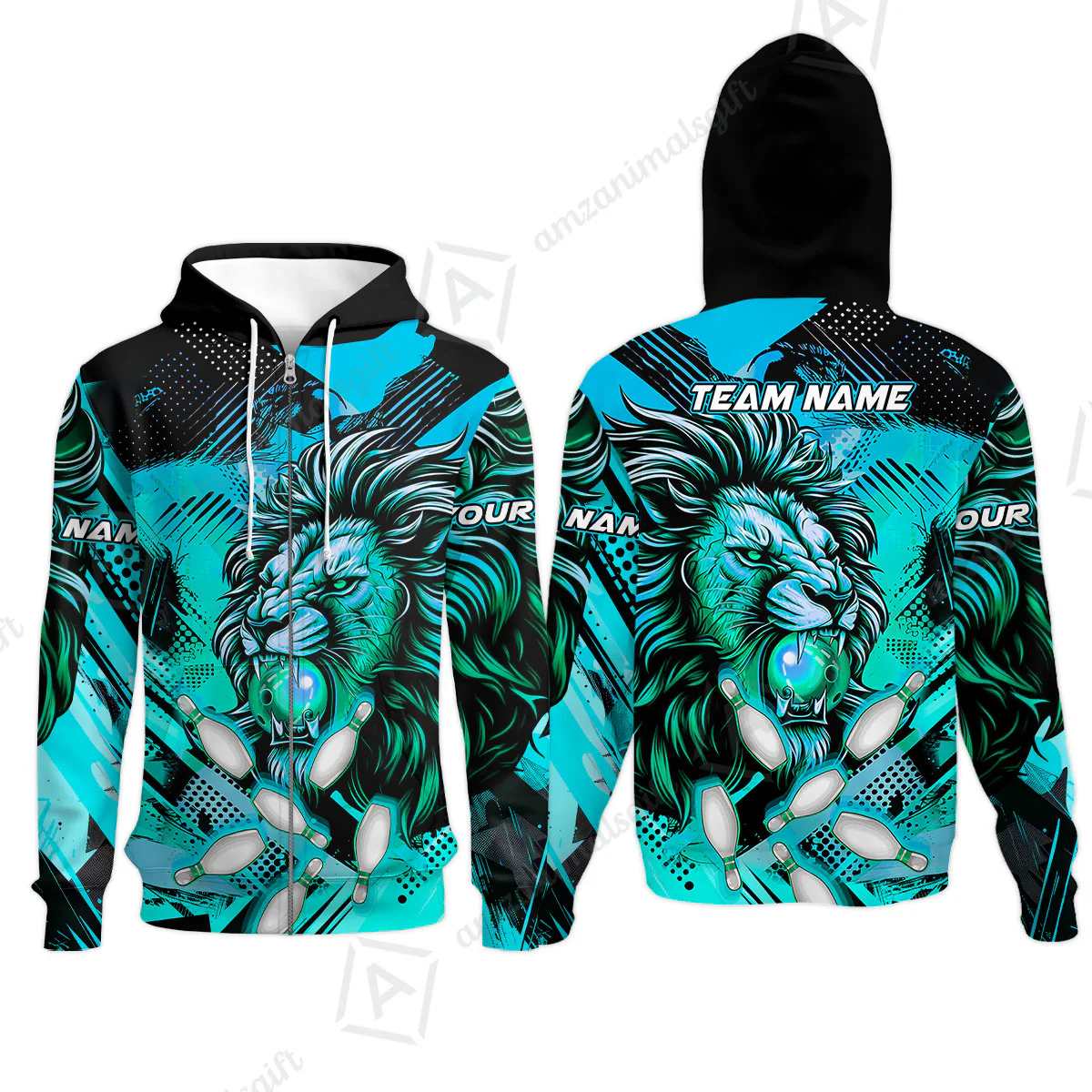 Custom Bowling Team Jerseys Shirts, Bowling uniforms Ball & Pins Lion Pattern Personalized Name And Team Name - Image 61