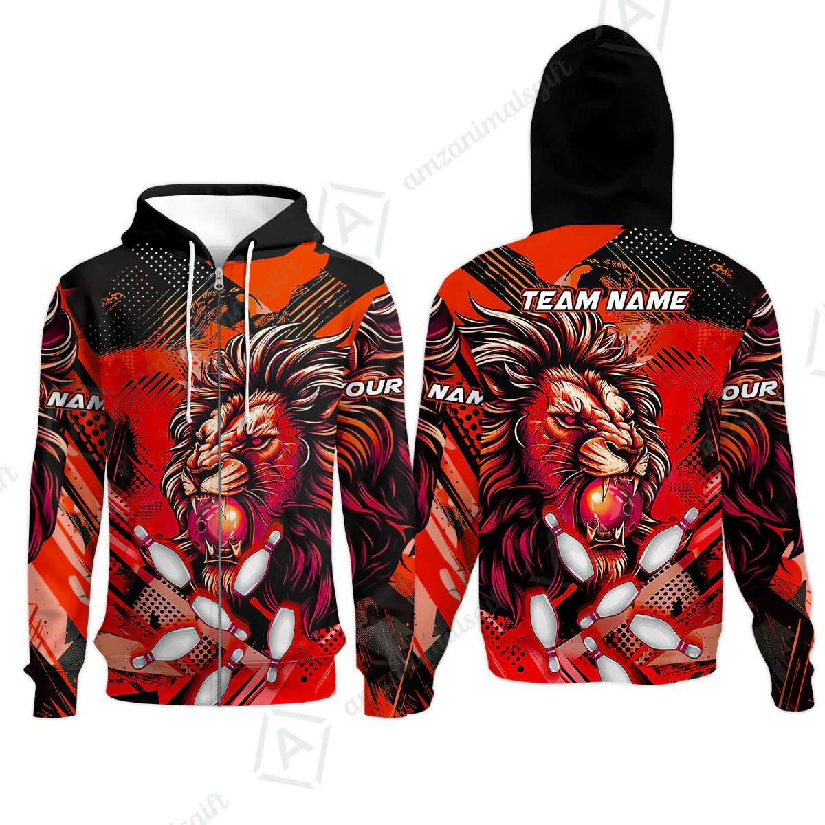 Custom Bowling Team Jerseys Shirts, Bowling uniforms Ball & Pins Lion Pattern Personalized Name And Team Name - Image 63