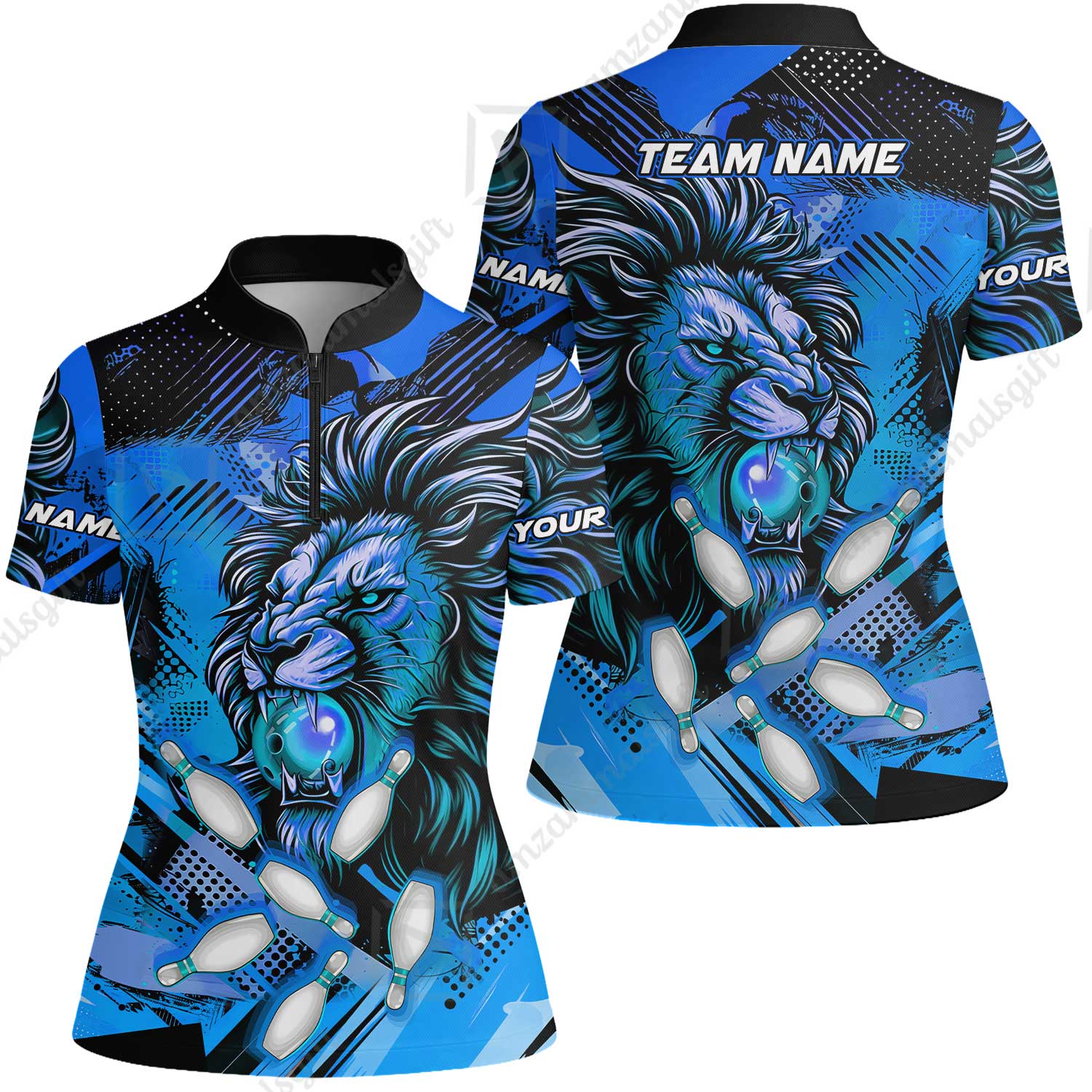Custom Bowling Team Jerseys Shirts, Bowling uniforms Ball & Pins Lion Pattern Personalized Name And Team Name - Image 64