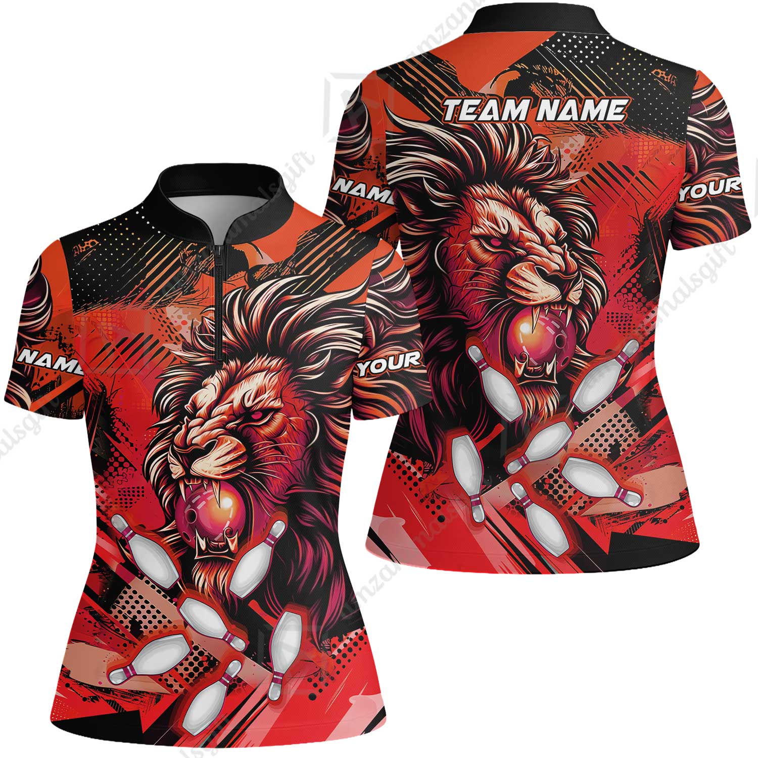 Custom Bowling Team Jerseys Shirts, Bowling uniforms Ball & Pins Lion Pattern Personalized Name And Team Name - Image 67