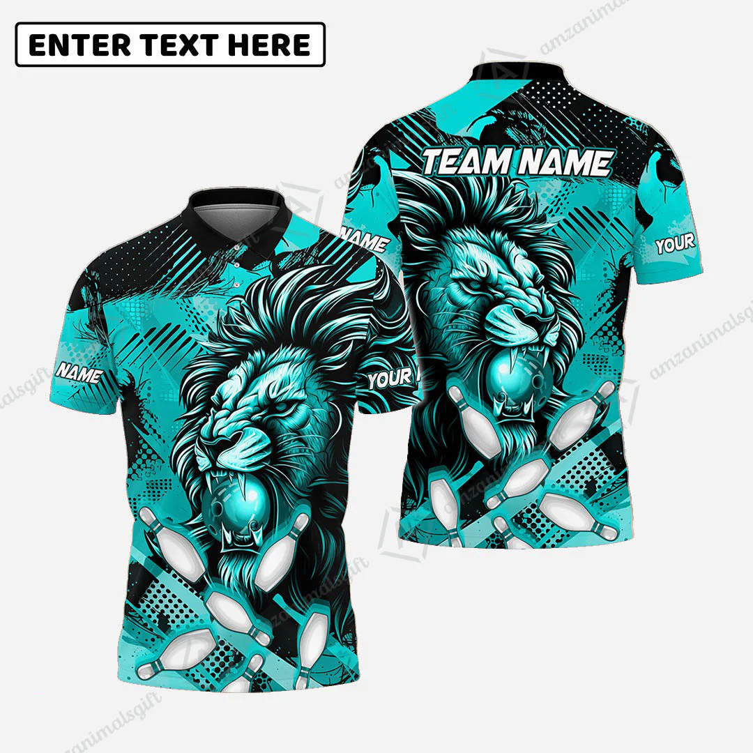 Custom Bowling Team Jerseys Shirts, Bowling uniforms Ball & Pins Lion Pattern Personalized Name And Team Name - Image 7