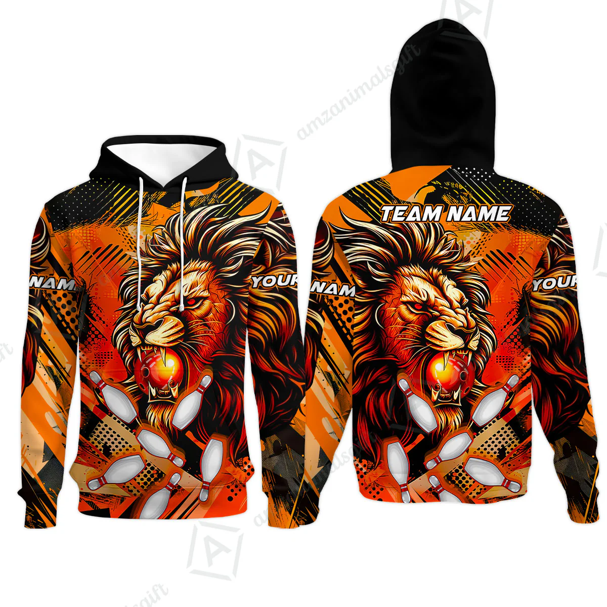 Custom Bowling Team Jerseys Shirts, Bowling uniforms Ball & Pins Lion Pattern Personalized Name And Team Name - Image 70