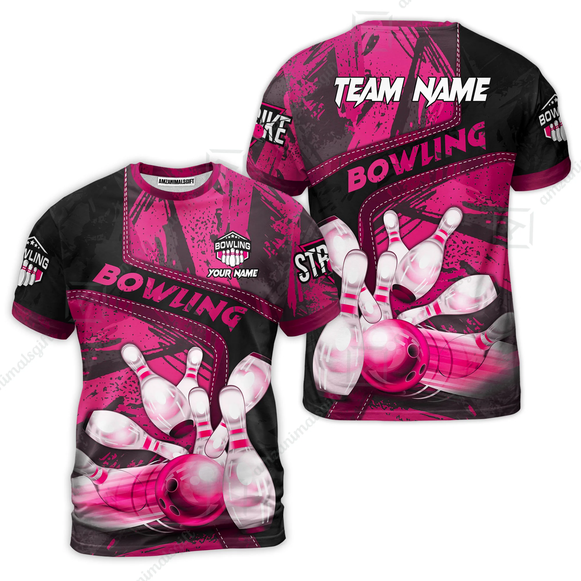 Custom Bowling Team Quater-Zip Polo Shirts, Bowling Uniforms Jerseys Brush Patterns, Multi Colors Personalized Name And Team Name - Image 10