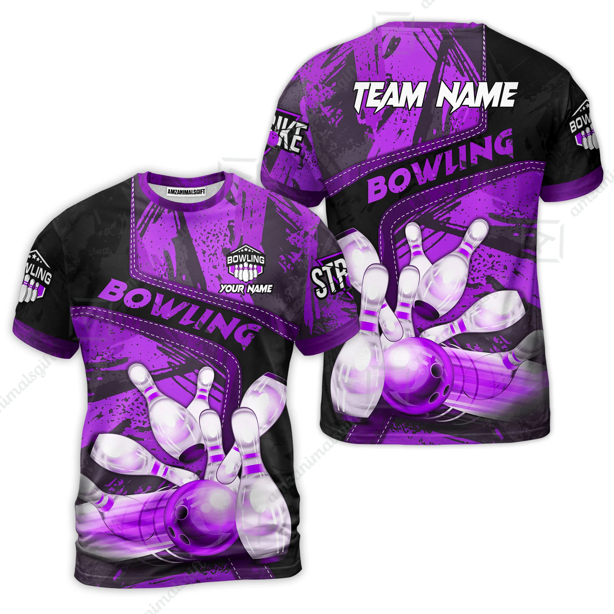 Custom Bowling Team Quater-Zip Polo Shirts, Bowling Uniforms Jerseys Brush Patterns, Multi Colors Personalized Name And Team Name - Image 11