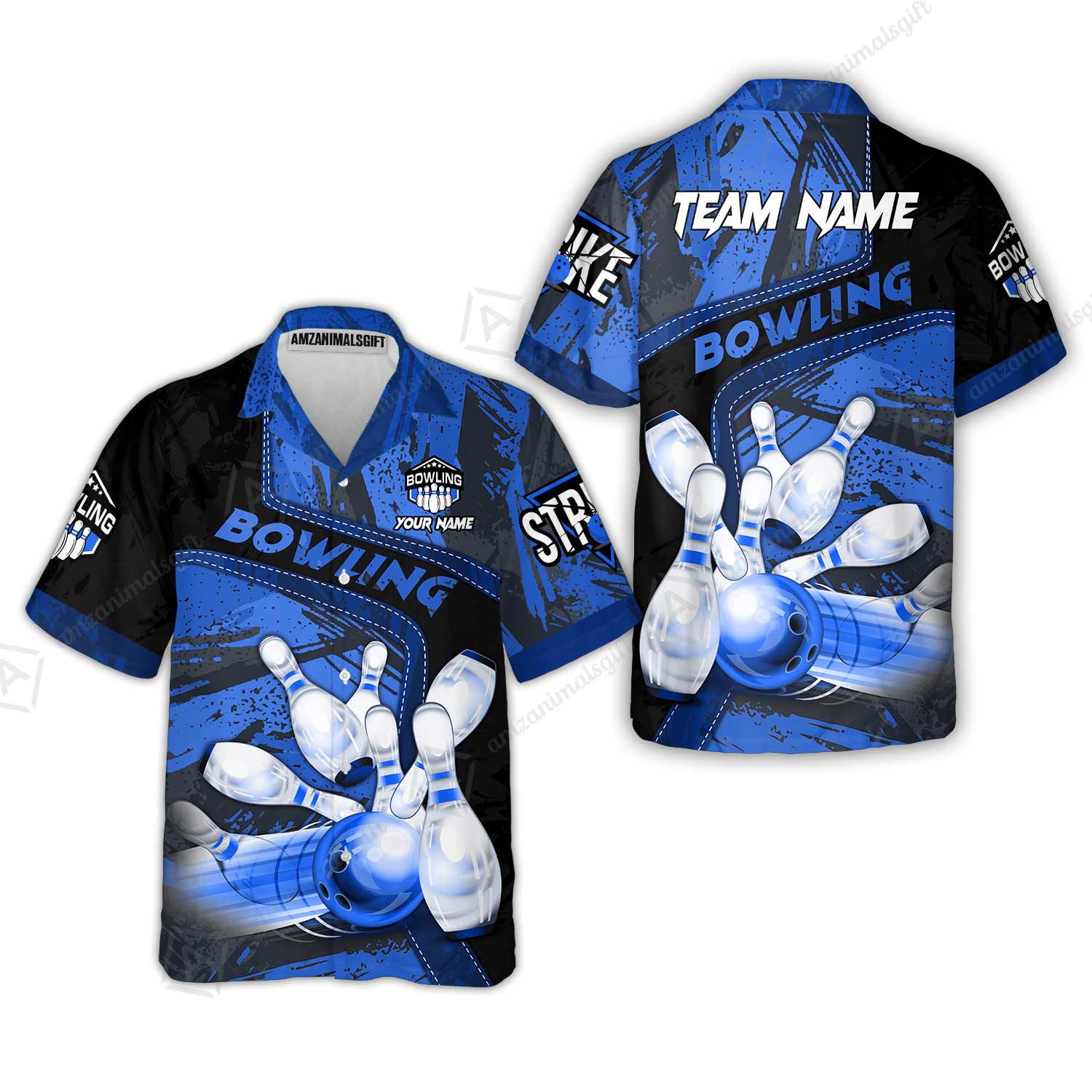 Custom Bowling Team Quater-Zip Polo Shirts, Bowling Uniforms Jerseys Brush Patterns, Multi Colors Personalized Name And Team Name - Image 34