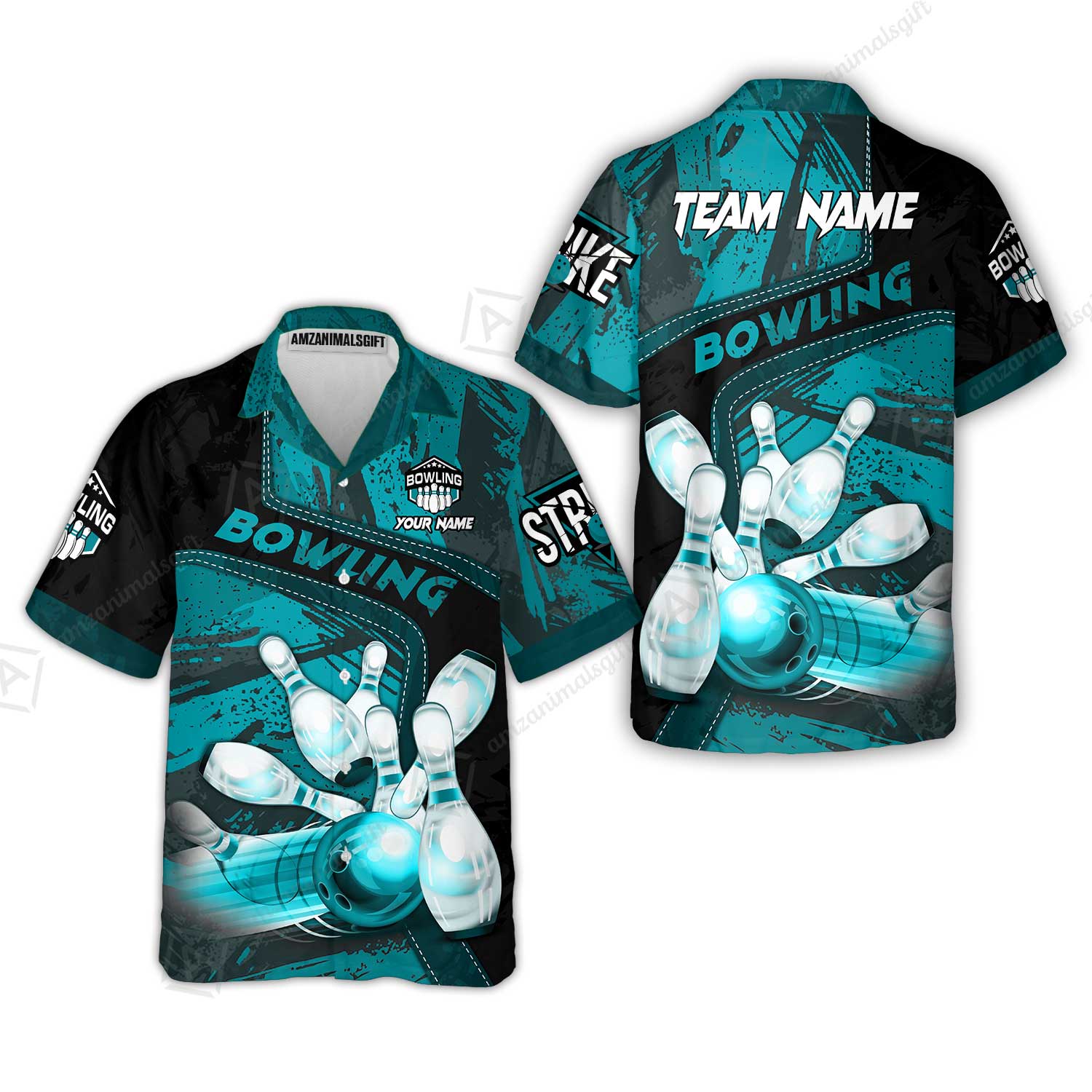 Custom Bowling Team Quater-Zip Polo Shirts, Bowling Uniforms Jerseys Brush Patterns, Multi Colors Personalized Name And Team Name - Image 35