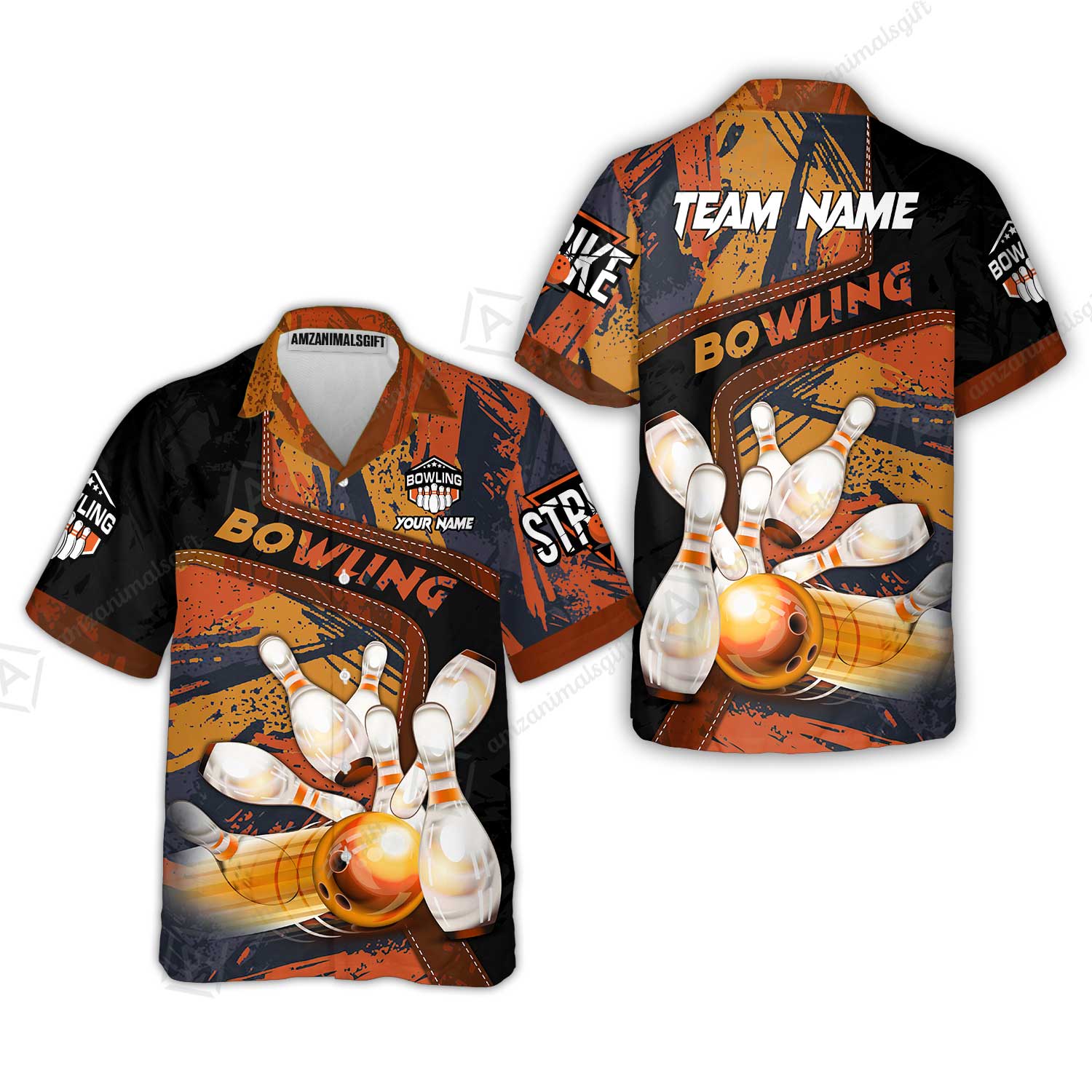 Custom Bowling Team Quater-Zip Polo Shirts, Bowling Uniforms Jerseys Brush Patterns, Multi Colors Personalized Name And Team Name - Image 38