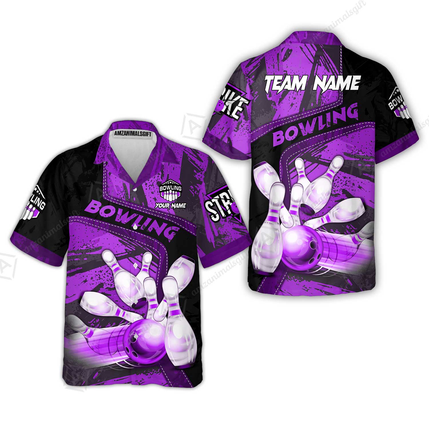Custom Bowling Team Quater-Zip Polo Shirts, Bowling Uniforms Jerseys Brush Patterns, Multi Colors Personalized Name And Team Name - Image 44