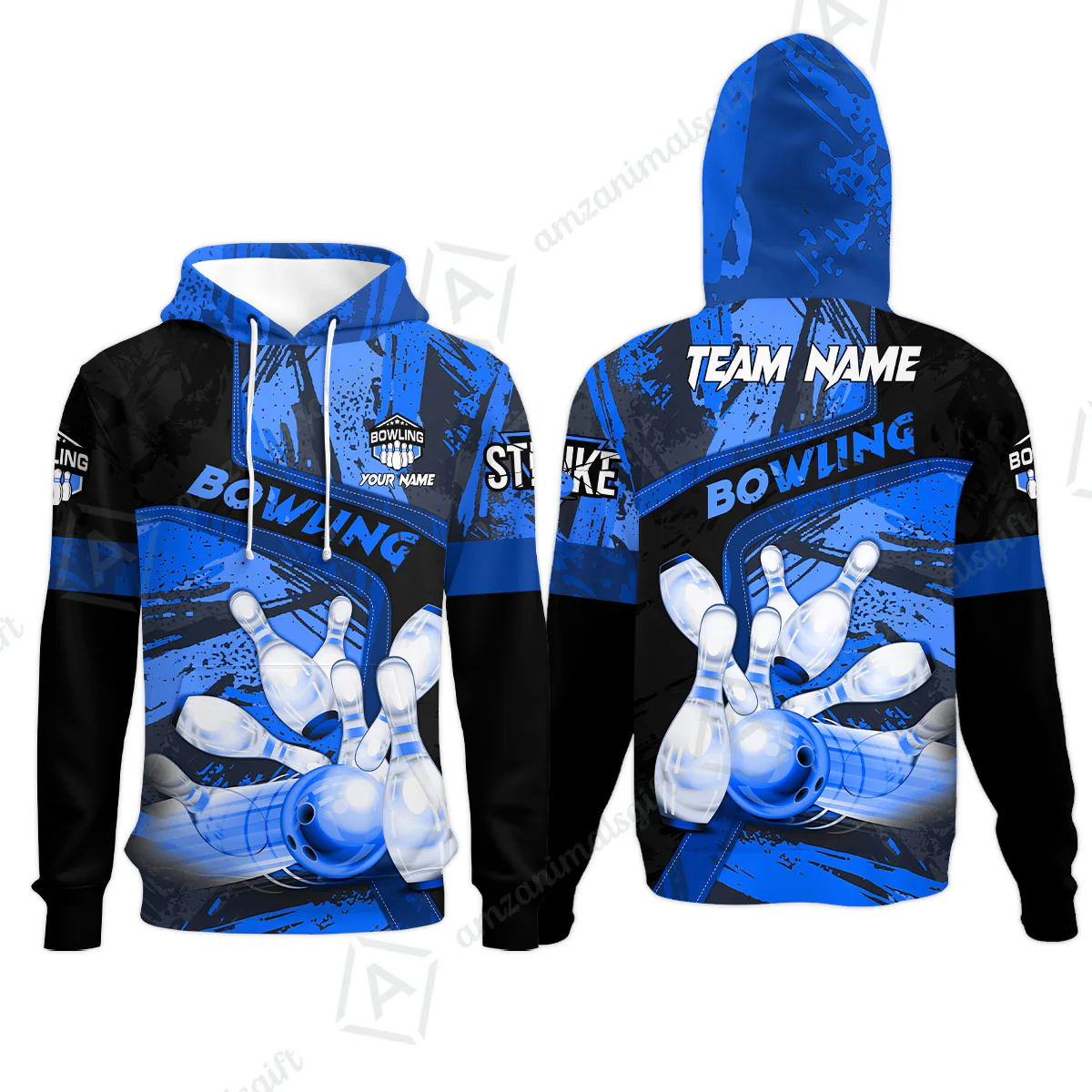 Custom Bowling Team Quater-Zip Polo Shirts, Bowling Uniforms Jerseys Brush Patterns, Multi Colors Personalized Name And Team Name - Image 50
