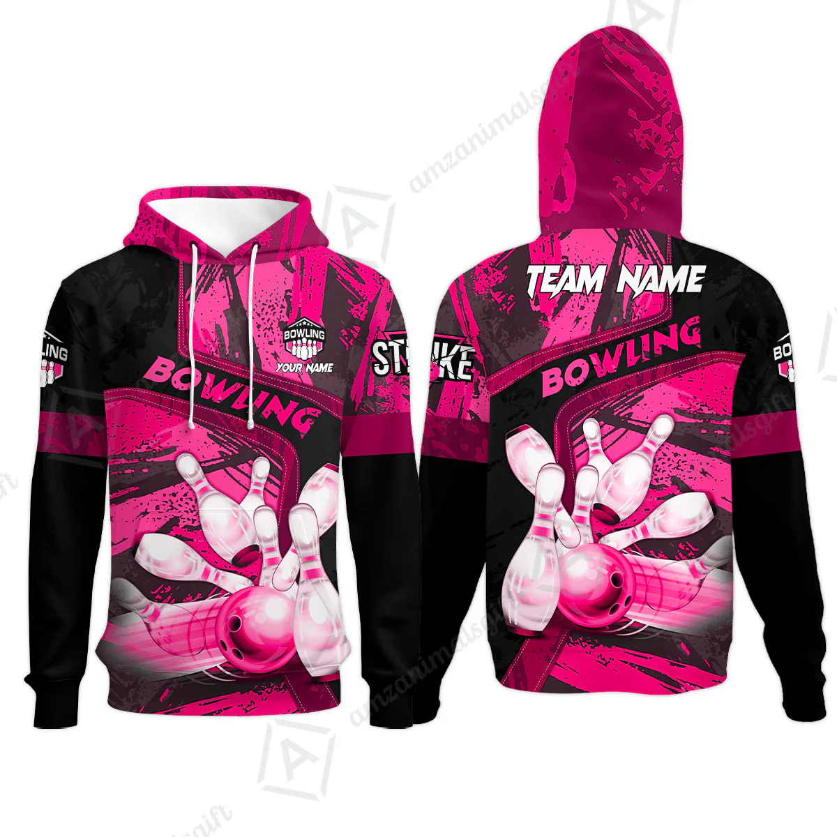 Custom Bowling Team Quater-Zip Polo Shirts, Bowling Uniforms Jerseys Brush Patterns, Multi Colors Personalized Name And Team Name - Image 53