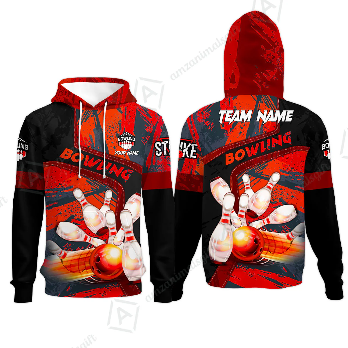 Custom Bowling Team Quater-Zip Polo Shirts, Bowling Uniforms Jerseys Brush Patterns, Multi Colors Personalized Name And Team Name - Image 55