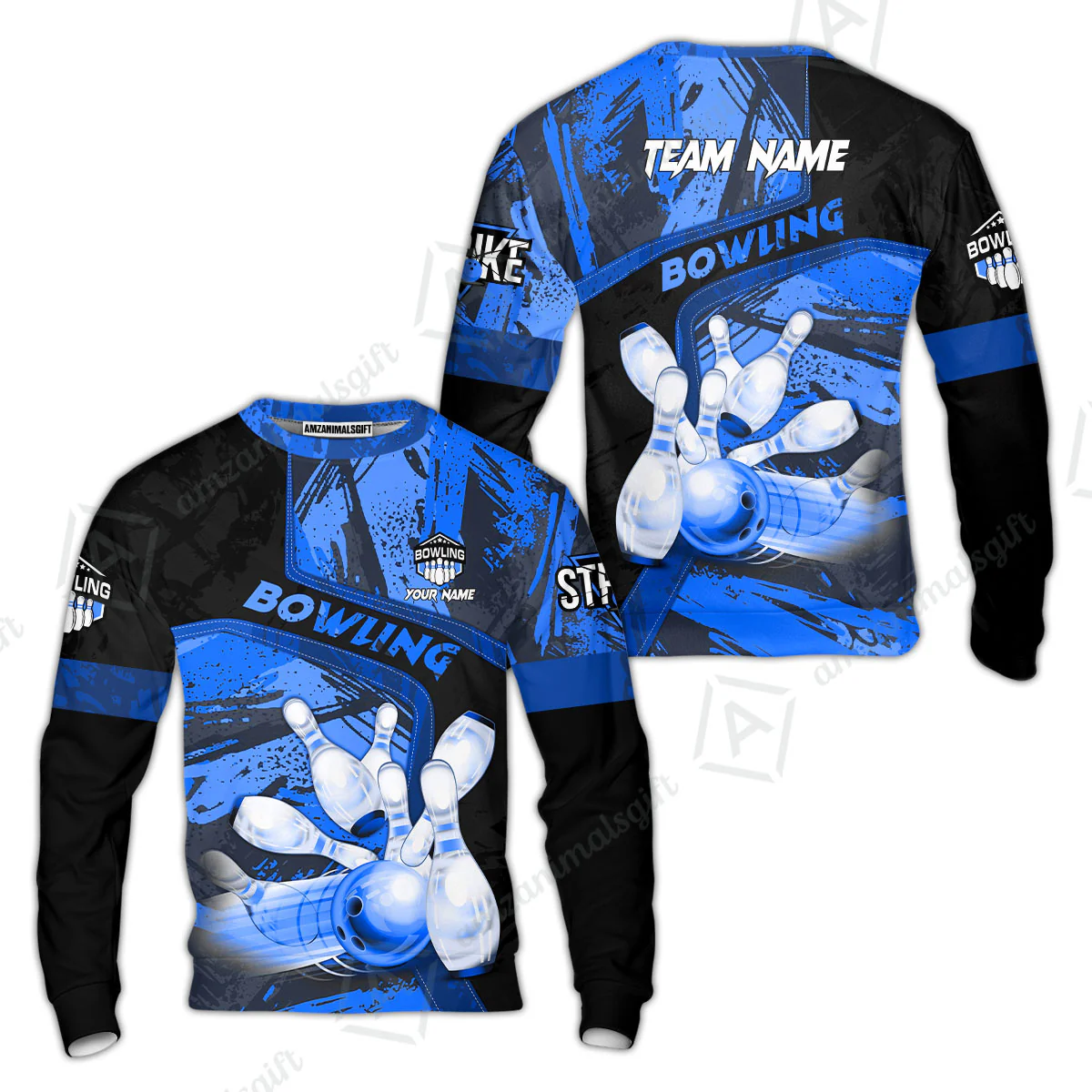 Custom Bowling Team Quater-Zip Polo Shirts, Bowling Uniforms Jerseys Brush Patterns, Multi Colors Personalized Name And Team Name - Image 56