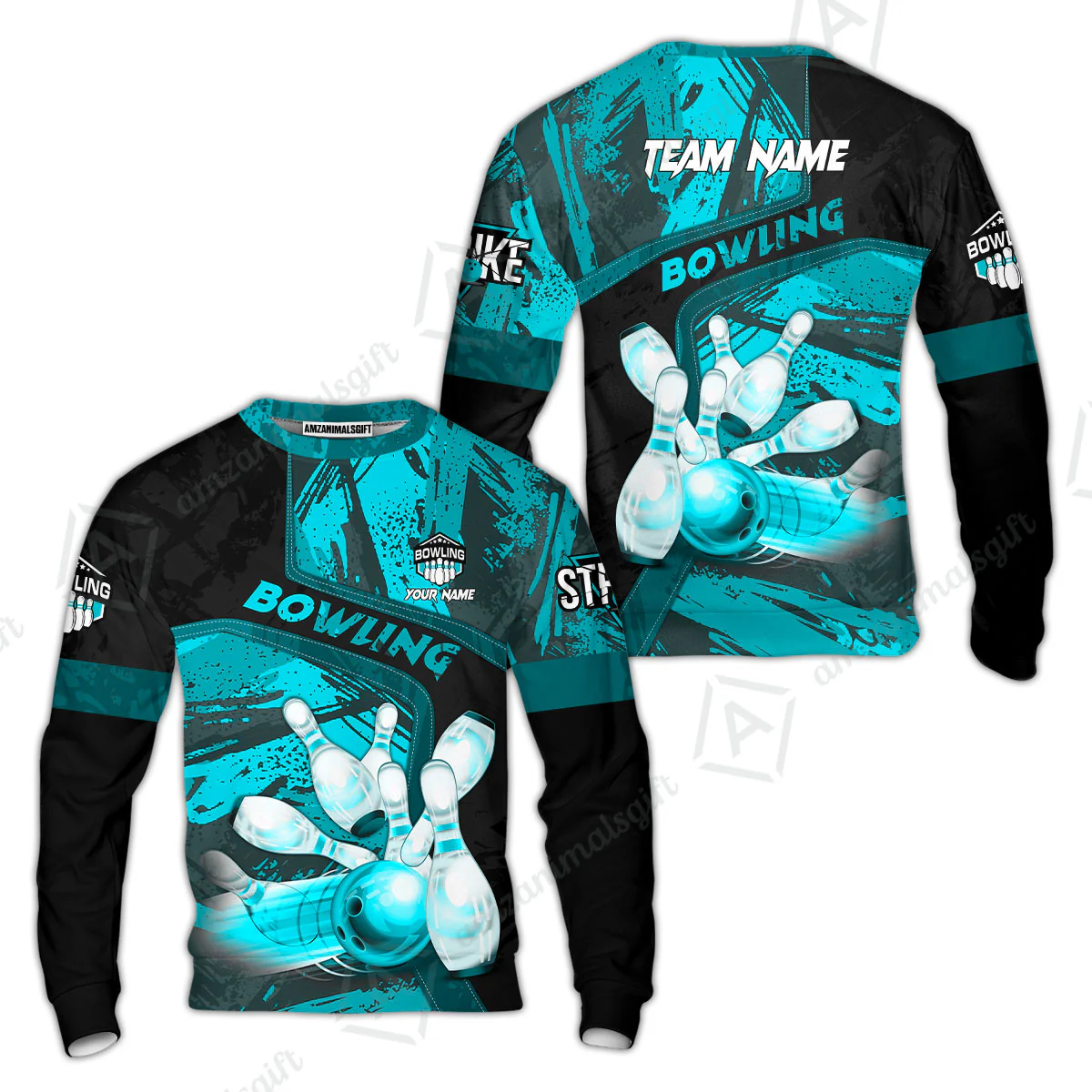 Custom Bowling Team Quater-Zip Polo Shirts, Bowling Uniforms Jerseys Brush Patterns, Multi Colors Personalized Name And Team Name - Image 57
