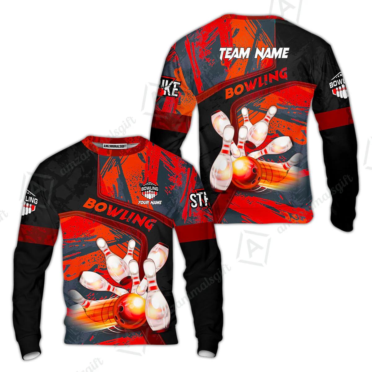 Custom Bowling Team Quater-Zip Polo Shirts, Bowling Uniforms Jerseys Brush Patterns, Multi Colors Personalized Name And Team Name - Image 61