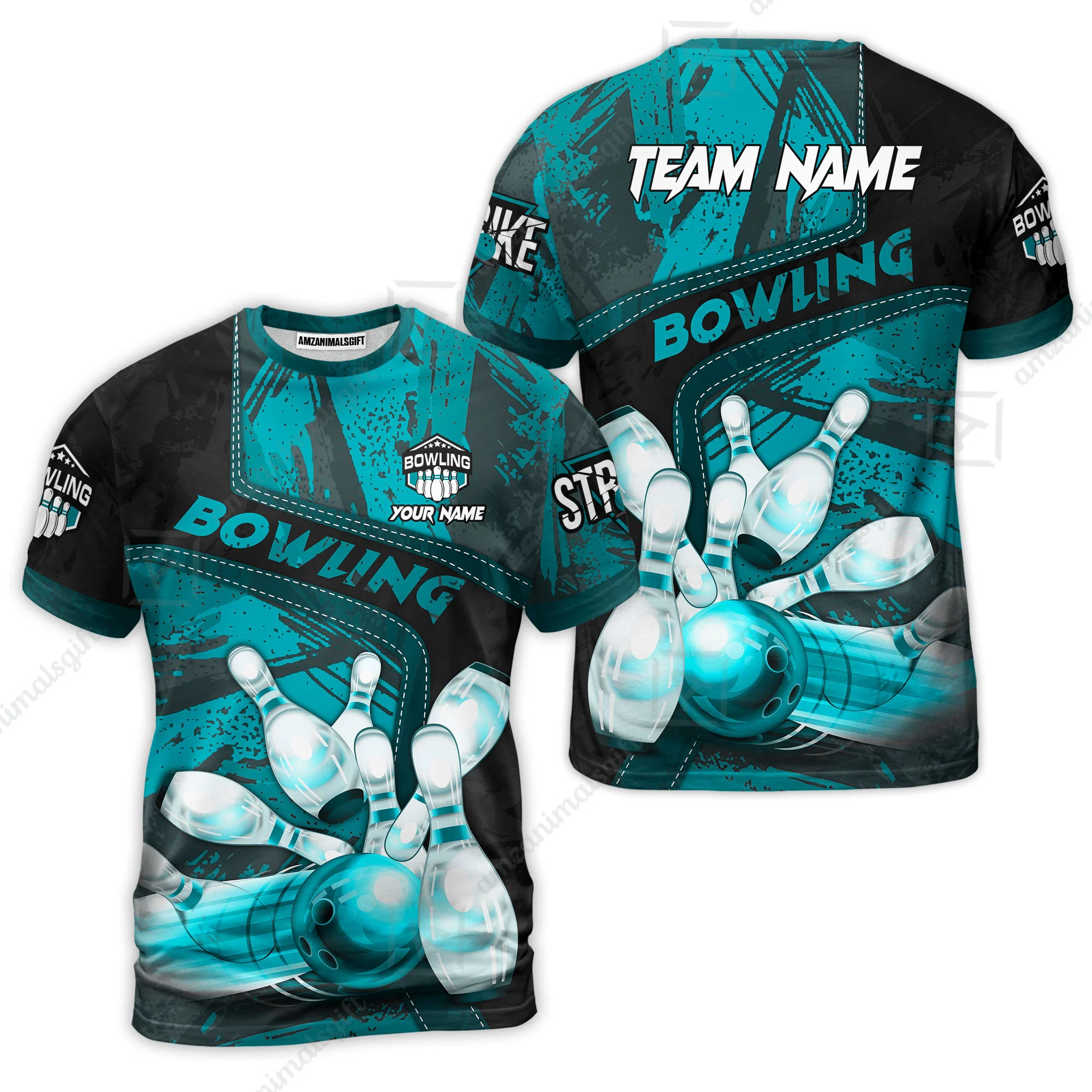 Custom Bowling Team Quater-Zip Polo Shirts, Bowling Uniforms Jerseys Brush Patterns, Multi Colors Personalized Name And Team Name - Image 8
