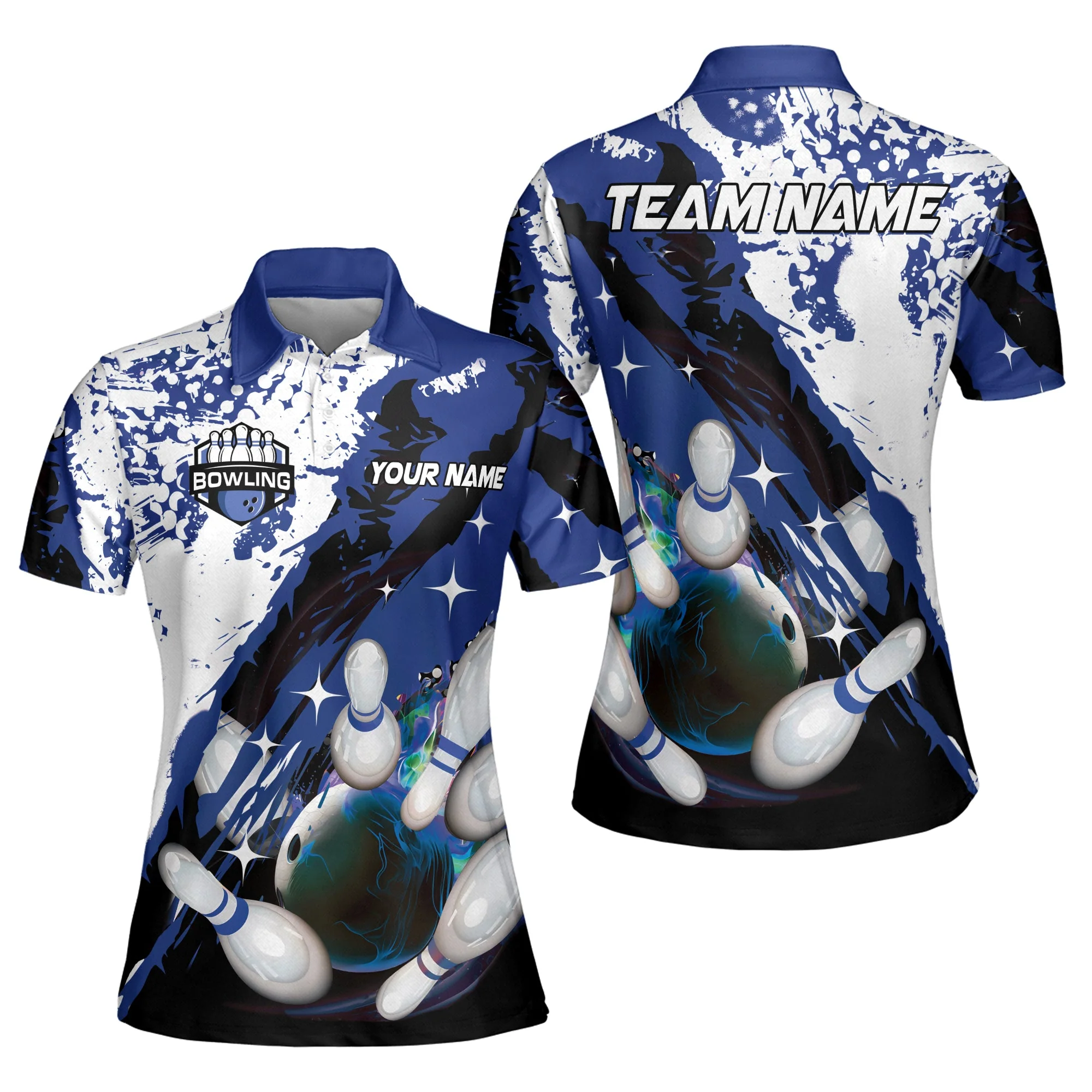 Custom Bowling Team Jerseys Polo Shirts, Bowling Uniforms Polo Brush Patterns, Multi Colors Personalized Name And Team Name - Image 4