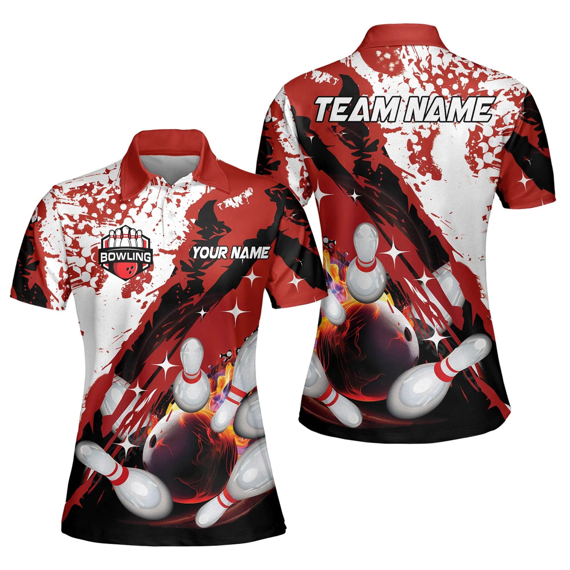 Custom Bowling Team Jerseys Polo Shirts, Bowling Uniforms Polo Brush Patterns, Multi Colors Personalized Name And Team Name - Image 5