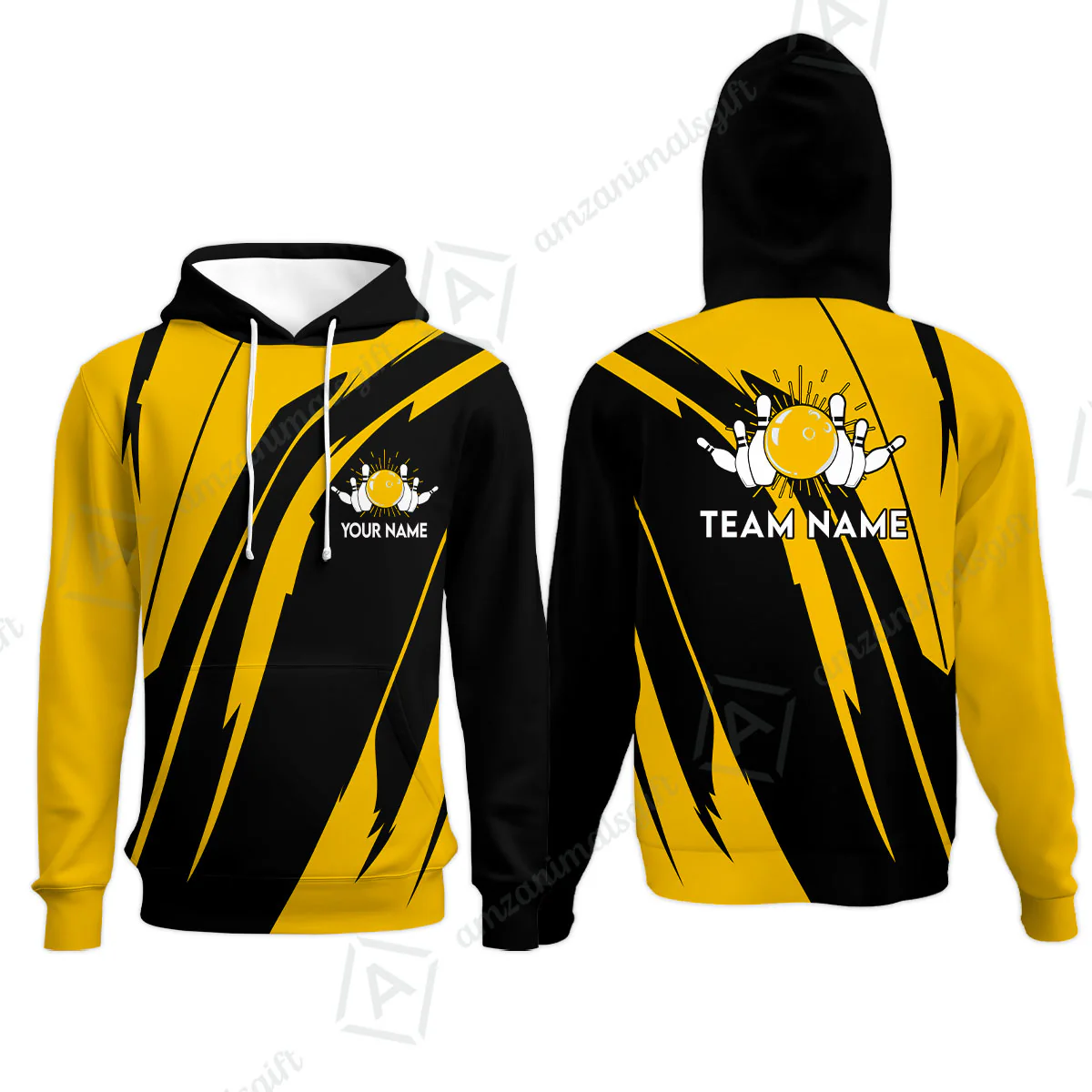 Custom Bowling Team Jerseys Polo Shirts, Ocean Blue Yellow Bowling uniforms, Custom Bowling Shirts With Personalized Name And Team Name - Image 25