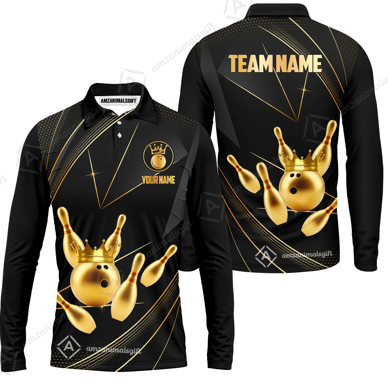 Custom bowling uniforms, Bowling Jerseys Shirts, Bowling Ball & Pins Premium Crown Customized Name And Team Name For Bowling Team Men Women - Image 16