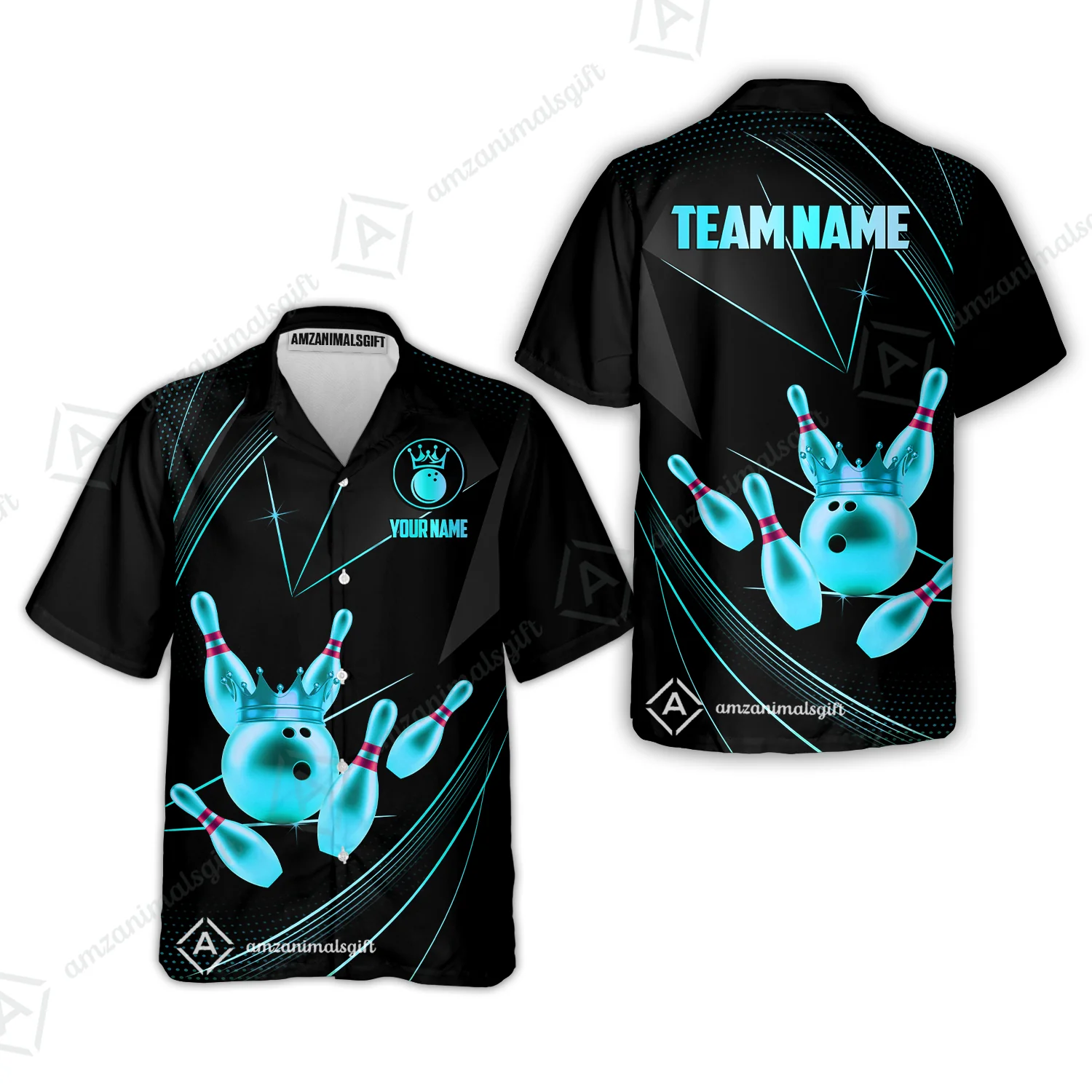 Custom bowling uniforms, Bowling Jerseys Shirts, Bowling Ball & Pins Premium Crown Customized Name And Team Name For Bowling Team Men Women - Image 33