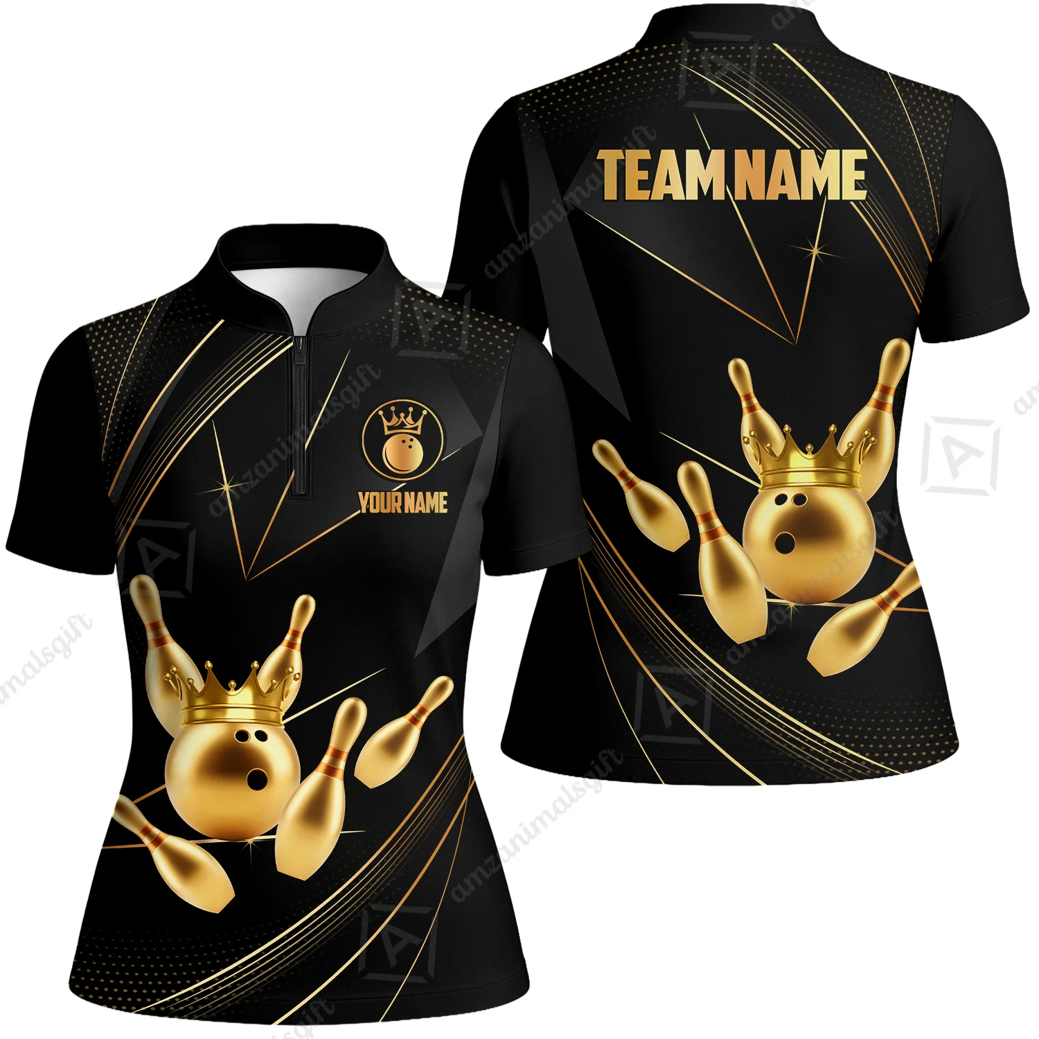 Custom bowling uniforms, Bowling Jerseys Shirts, Bowling Ball & Pins Premium Crown Customized Name And Team Name For Bowling Team Men Women - Image 50
