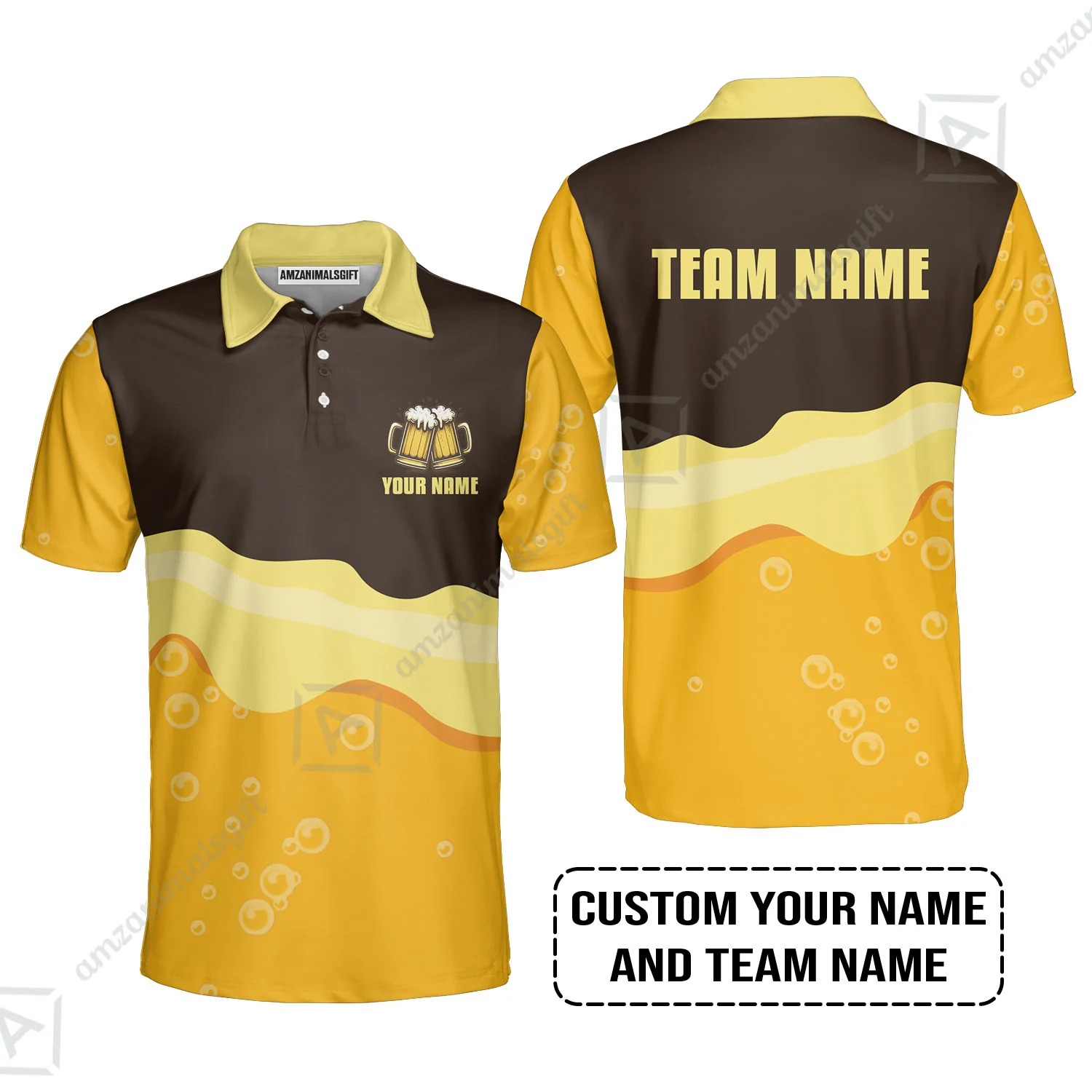 Custom Brown Orange Beer Pattern Design Oktoberfest Beer Festival Performance Baseball Jersey - Image 5