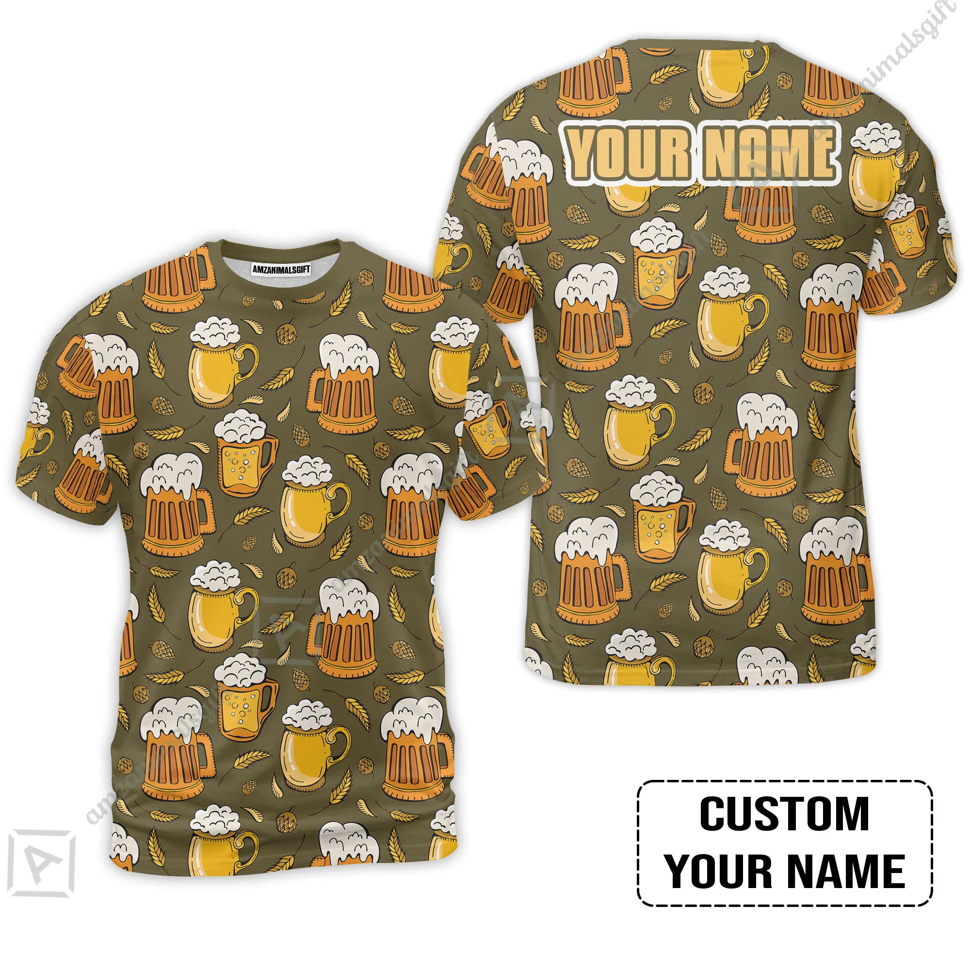 Custom Brown Pattern Beer Pattern Design Oktoberfest Beer Festival Performance Baseball Jersey - Image 3