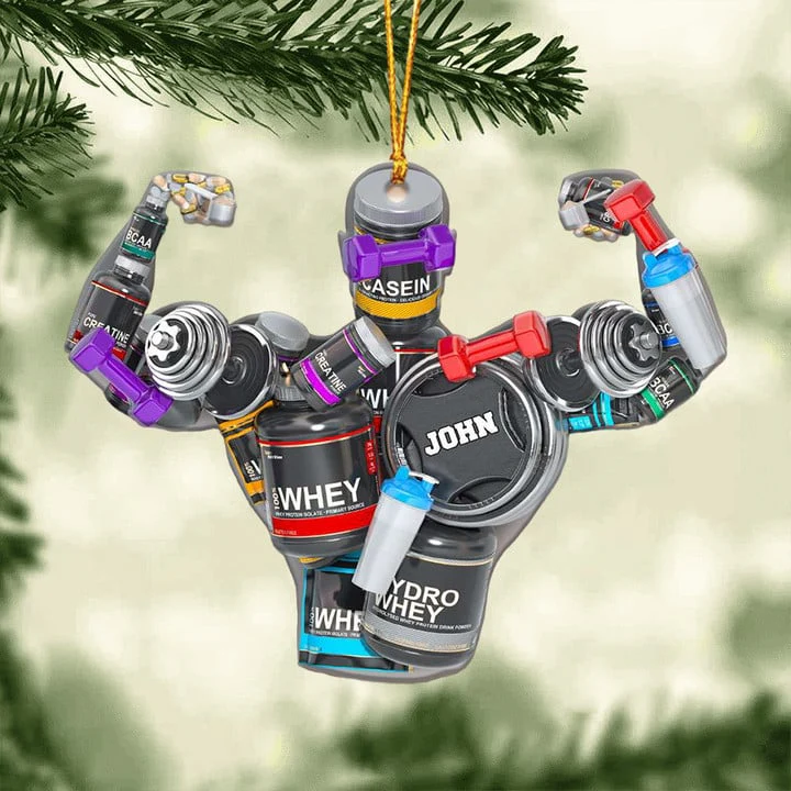 Custom Acrylic Ornament, Bodybuilding Sports Nutrition Supplements Personalized Flat Acrylic Ornament Gift For Gymmers Bodybuilder - Image 2