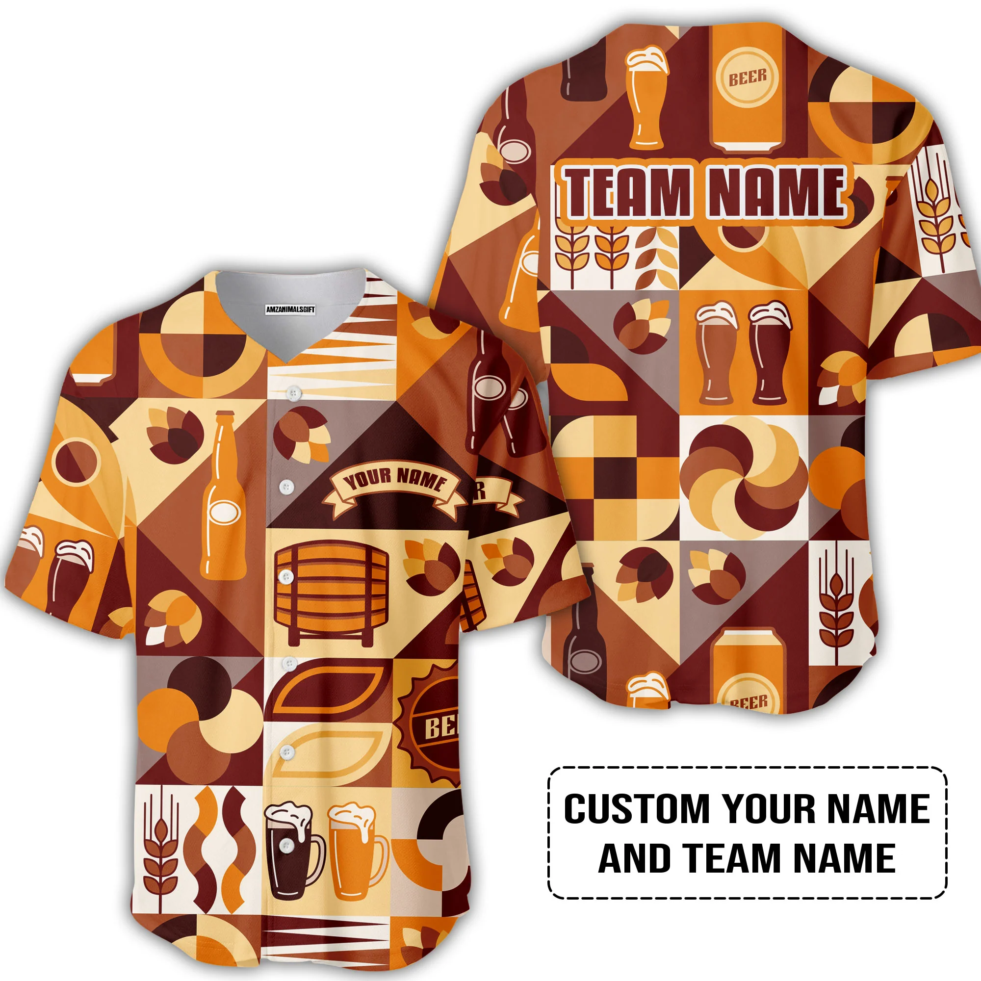 Custom Cream Brown Beer Pattern Design Oktoberfest Beer Festival Performance Hawaiian Shirt - Image 5