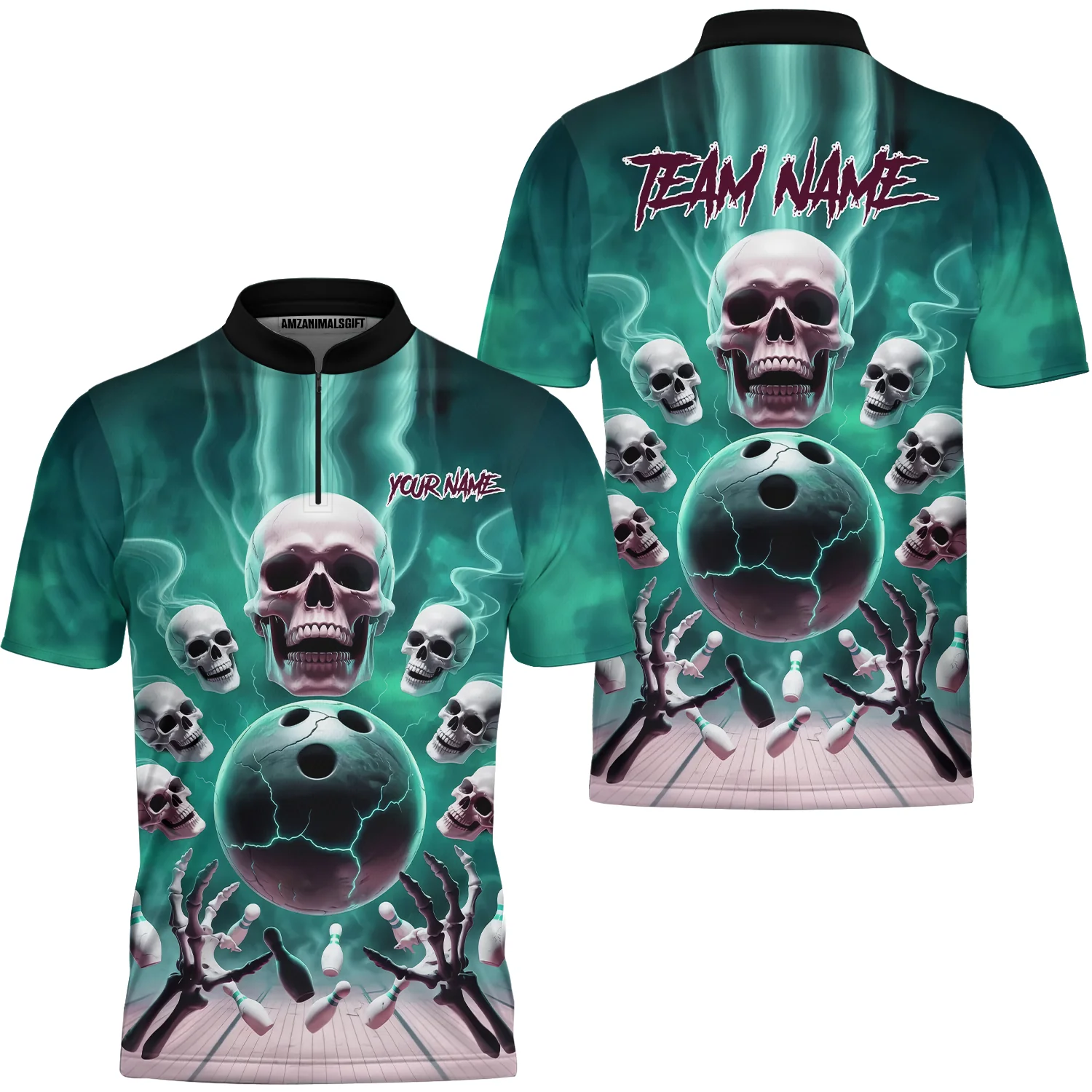 Custom Dark Fantasy Skeleton Bowling Team Jersey, Bowling Uniforms, Personalize Name And Team Name - Image 16